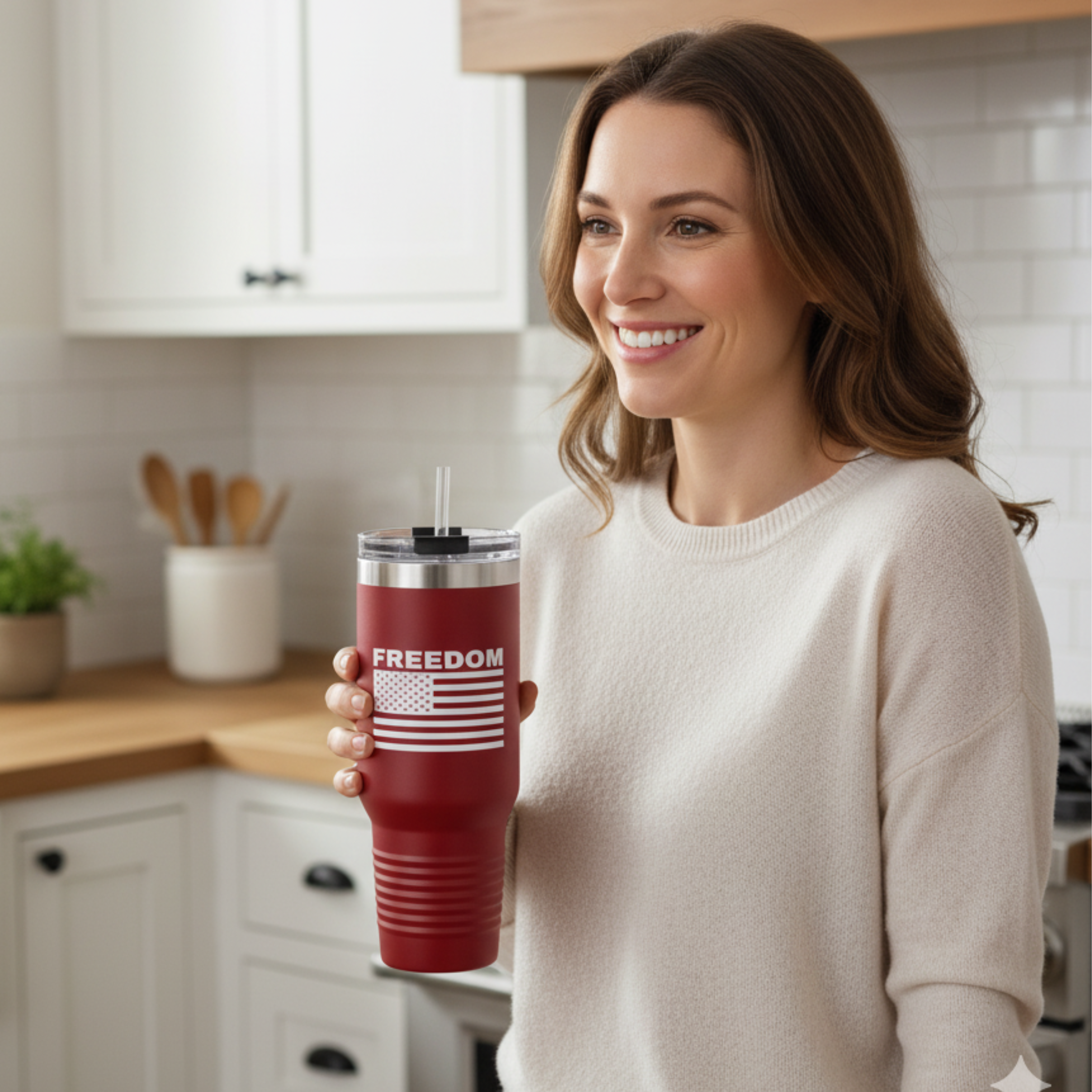 Freedom Insulated Travel Mug - 40oz Stainless Steel with Straw product thumbnail image Freedom Insulated Travel Mug - 40oz Stainless Steel with Straw product thumbnail image