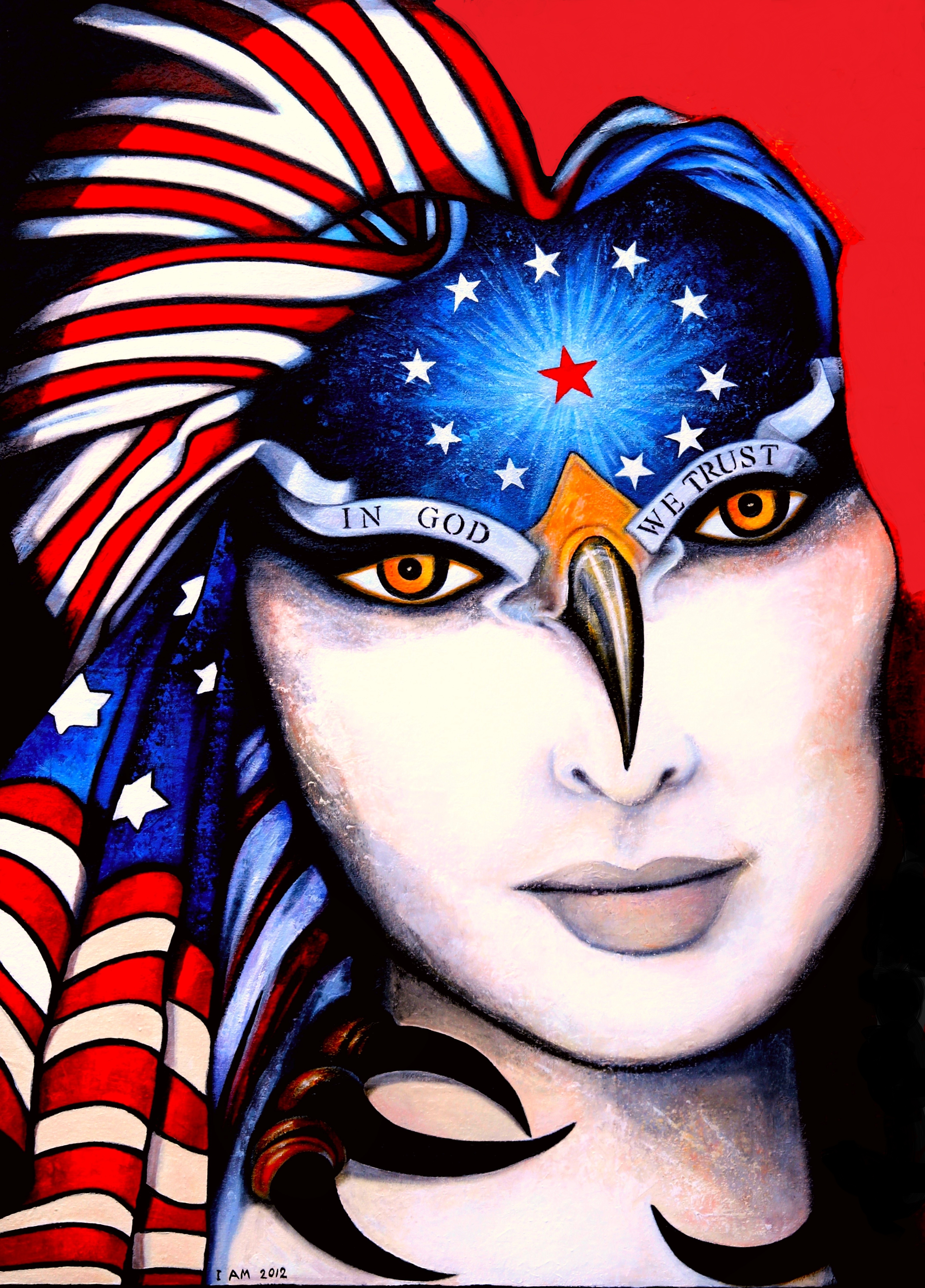 Fine Art Print - America the Great Flag Eagle Animal Spirit and in God We Trust product thumbnail image