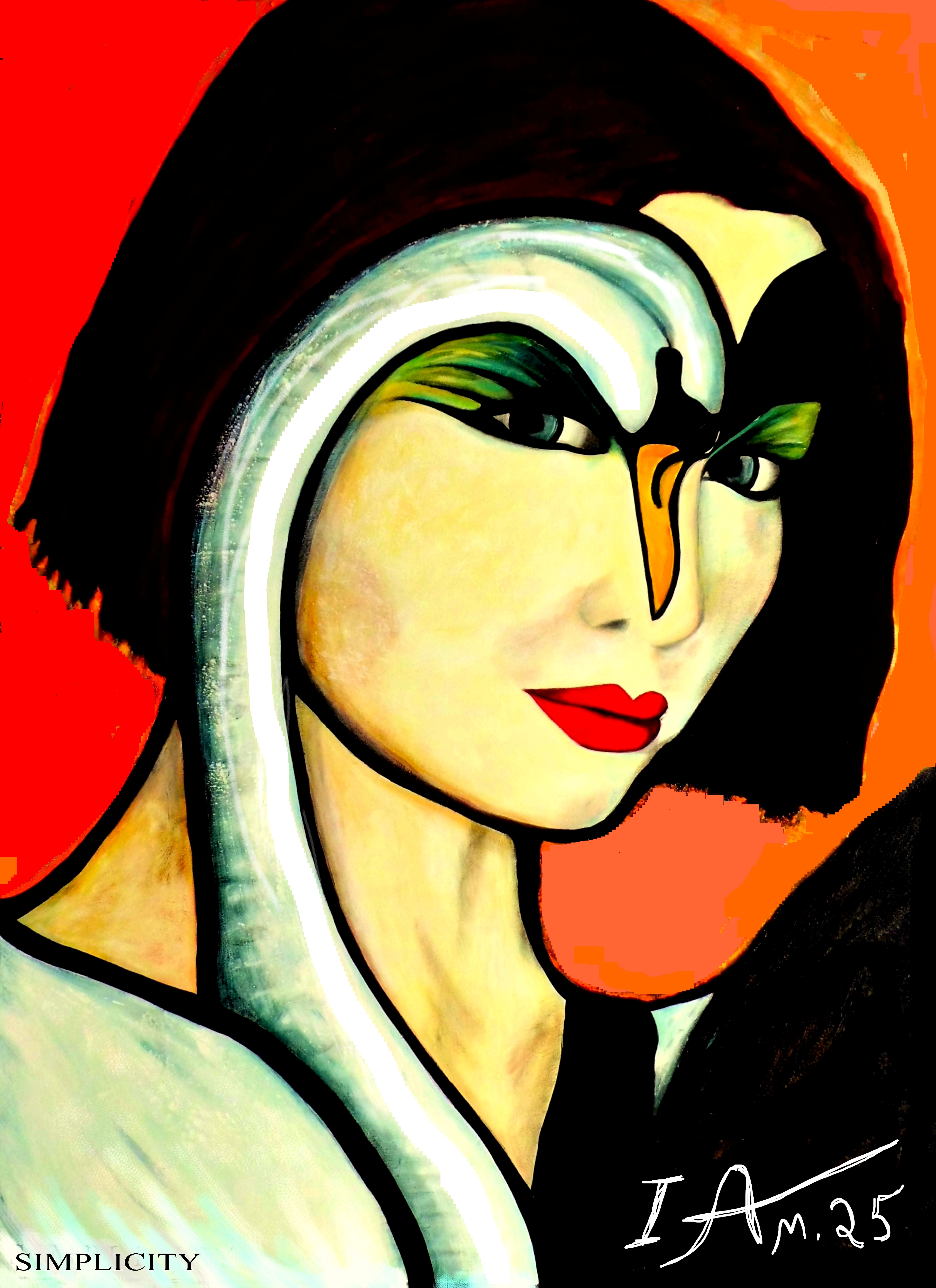 Fine Art Prints: Grace in Simplicity Swan Animal Spirit Women Face Portrait