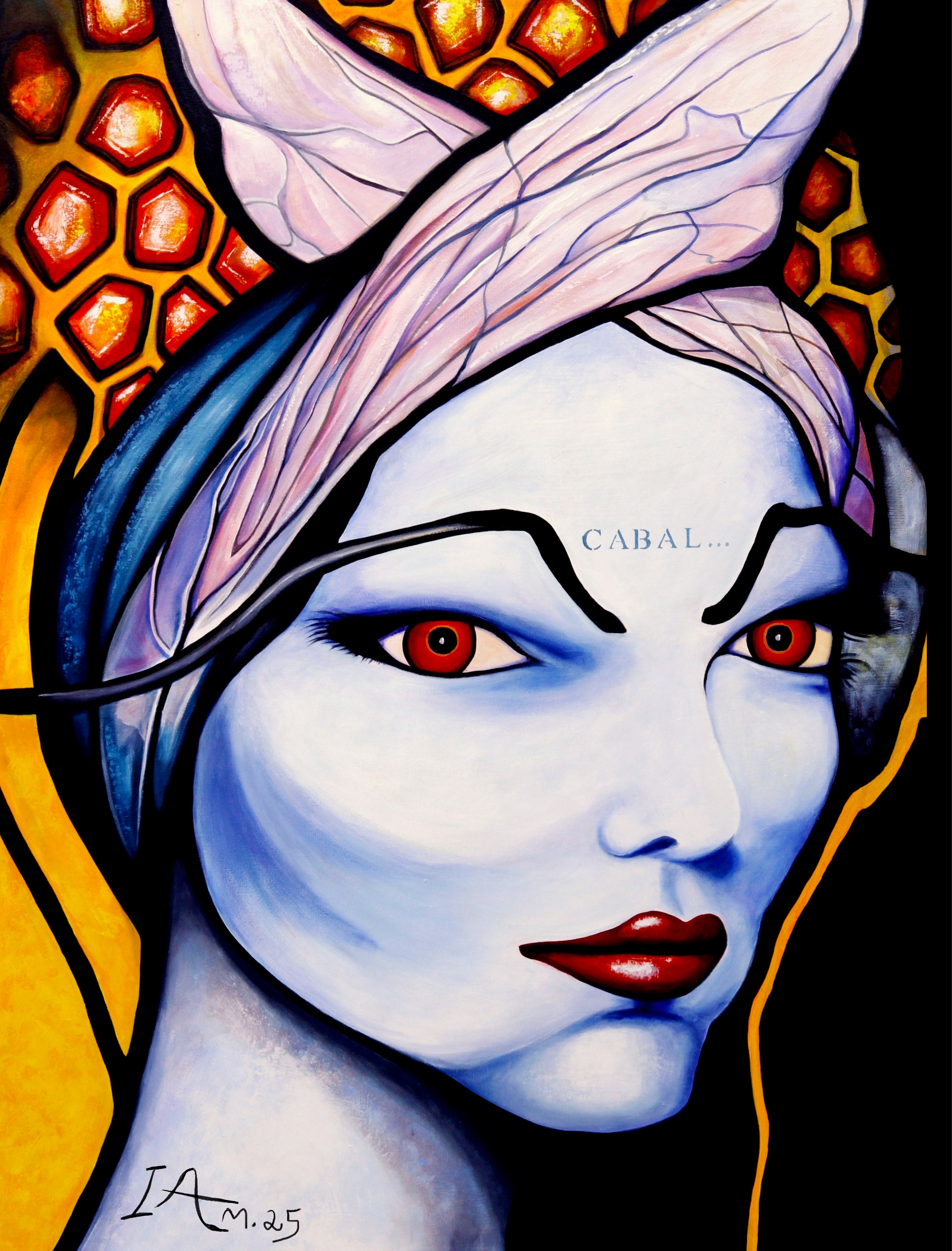 Fine Art Print - Cabal Monarchy Portrait in A Woman with Bee Hive Hair Style Yellow Black & White product thumbnail image Fine Art Print - Cabal Monarchy Portrait in A Woman with Bee Hive Hair Style Yellow Black & White product thumbnail image