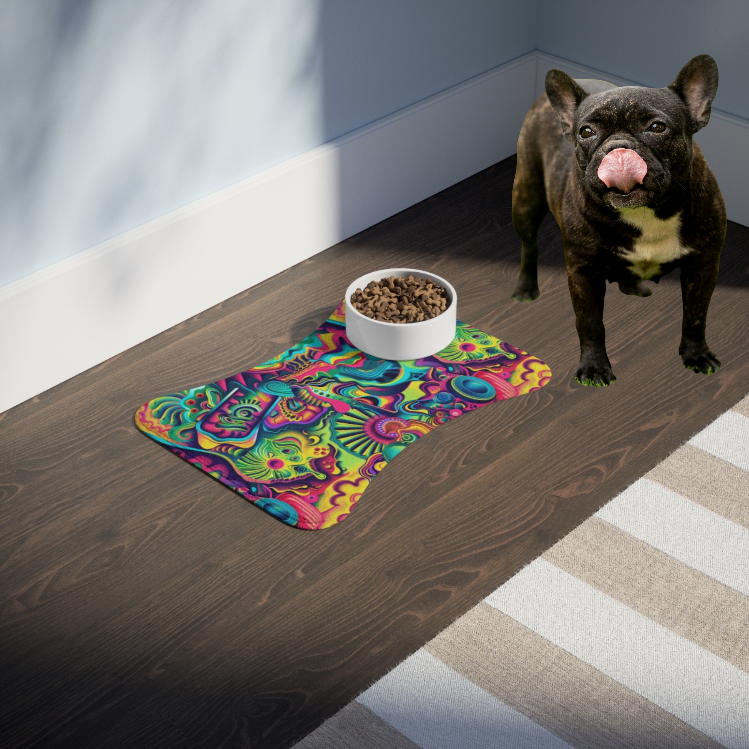 🍽️ Psychedelic Swirl Dog Bone Feeding Mat – Trippy Neon Art for Bold-Mealtime Vibes | Waterproof & Easy to Clean 🍽️ Psychedelic Swirl Dog Bone Feeding Mat – Trippy Neon Art for Bold-Mealtime Vibes | Waterproof & Easy to Clean