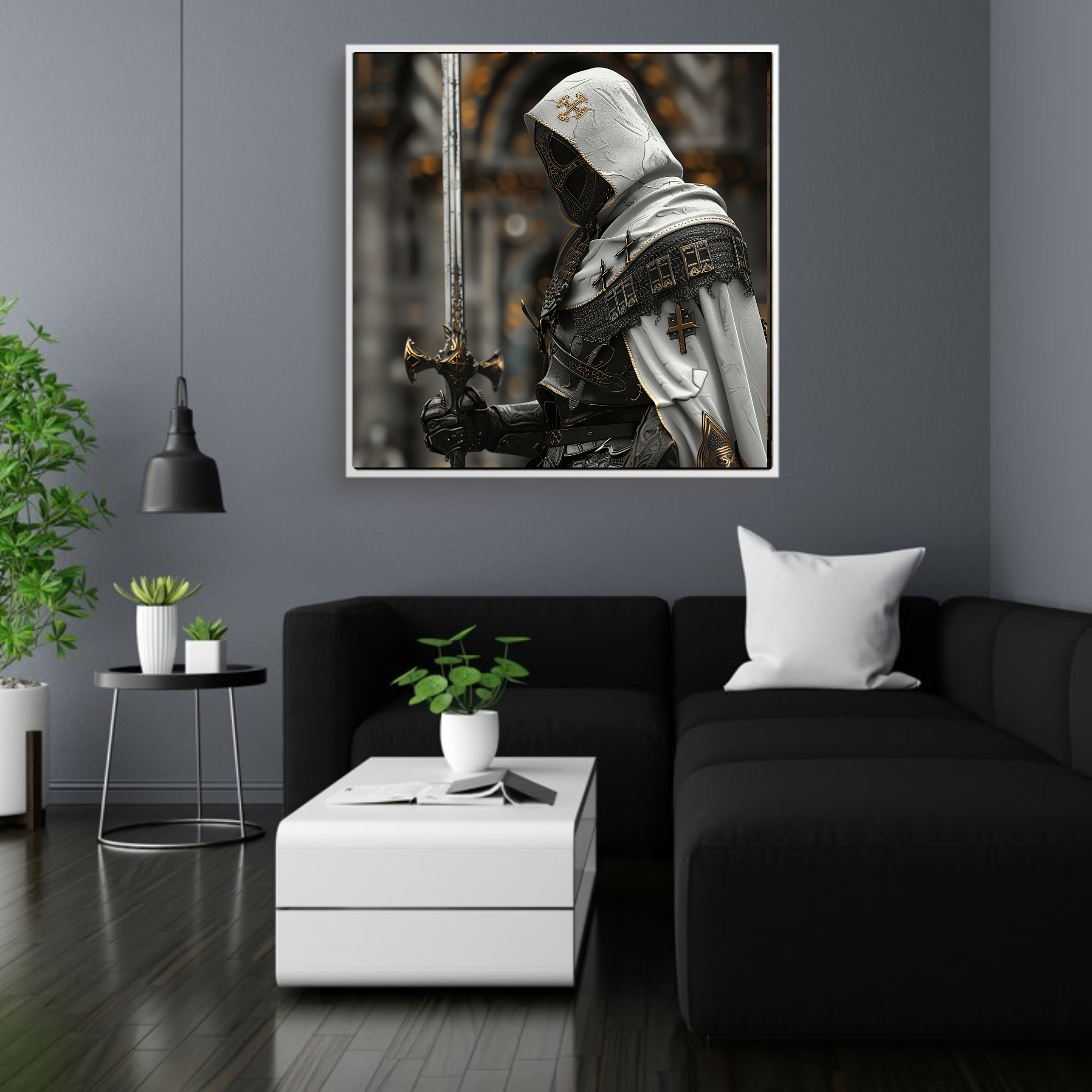 Artistic Silk Poster - Colorful Templar Knight Portrait Square Paper Artwork Print for Home & Outdoor Decor Artistic Silk Poster - Colorful Templar Knight Portrait Square Paper Artwork Print for Home & Outdoor Decor
