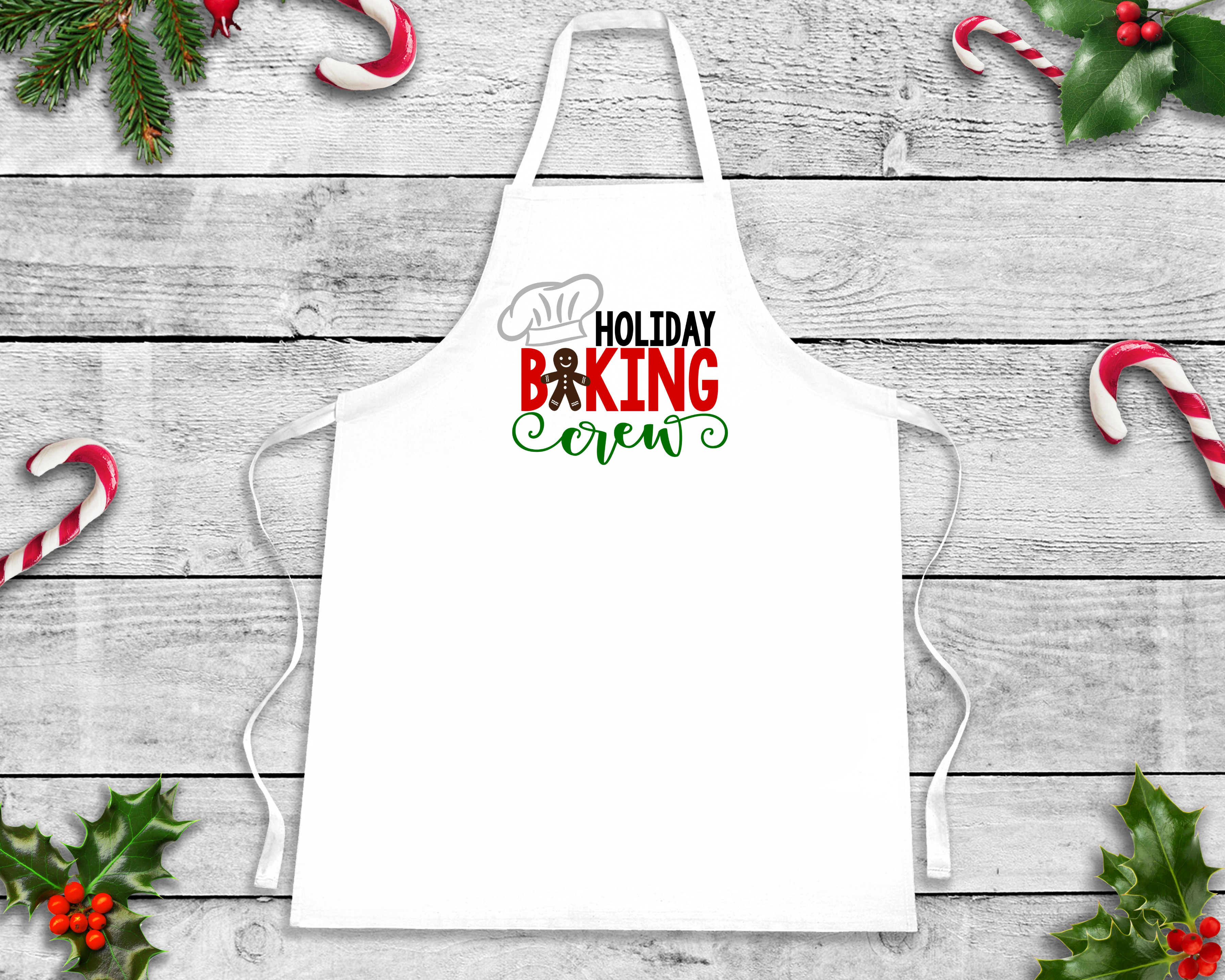 Holiday Baking Team White Apron with Colorful Straps product thumbnail image Holiday Baking Team White Apron with Colorful Straps product thumbnail image