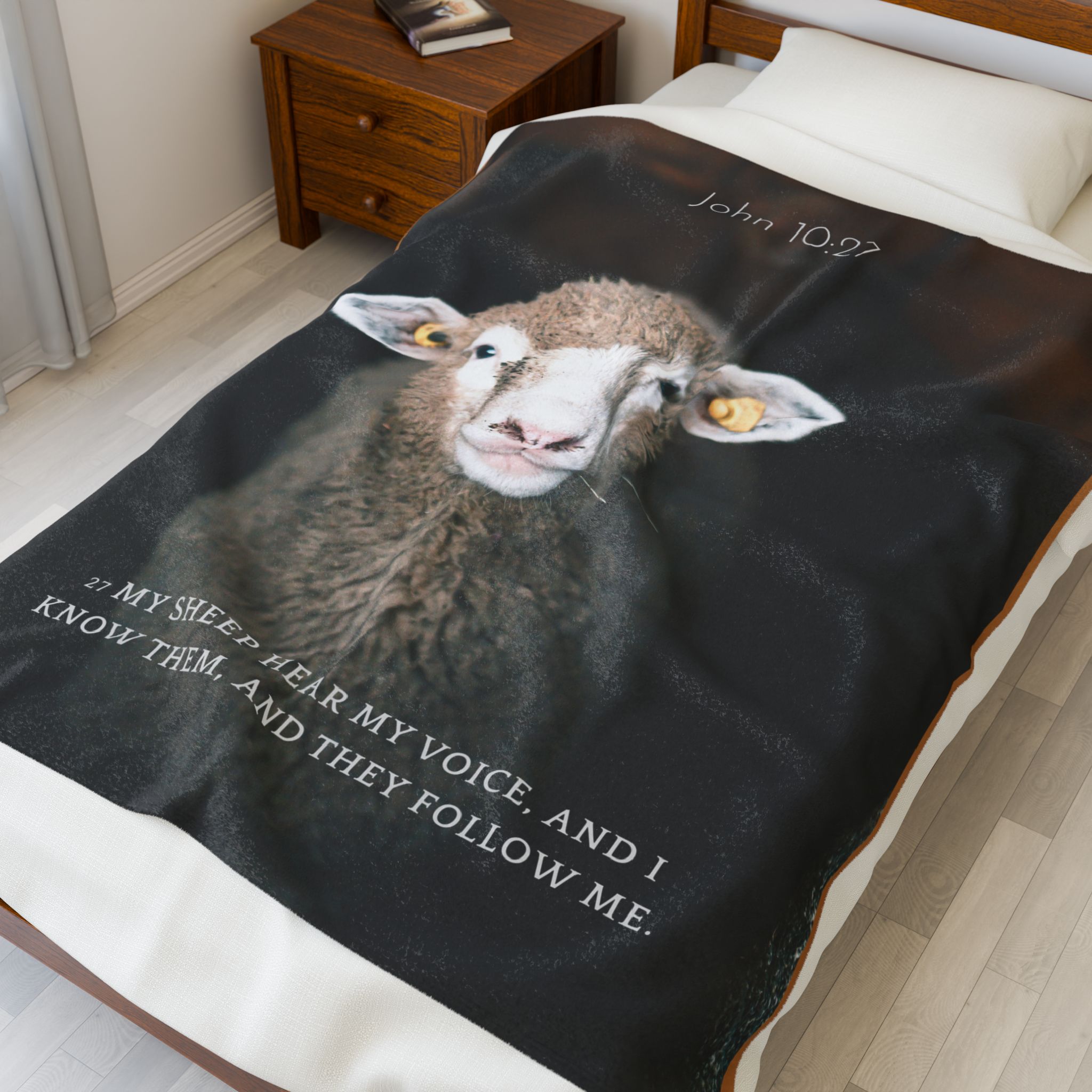 Cozy Velveteen Plush Blanket with Inspirational Quote John 10:27, Lightweight Inspirational Velveteen Plushie product thumbnail image Cozy Velveteen Plush Blanket with Inspirational Quote John 10:27, Lightweight Inspirational Velveteen Plushie product thumbnail image