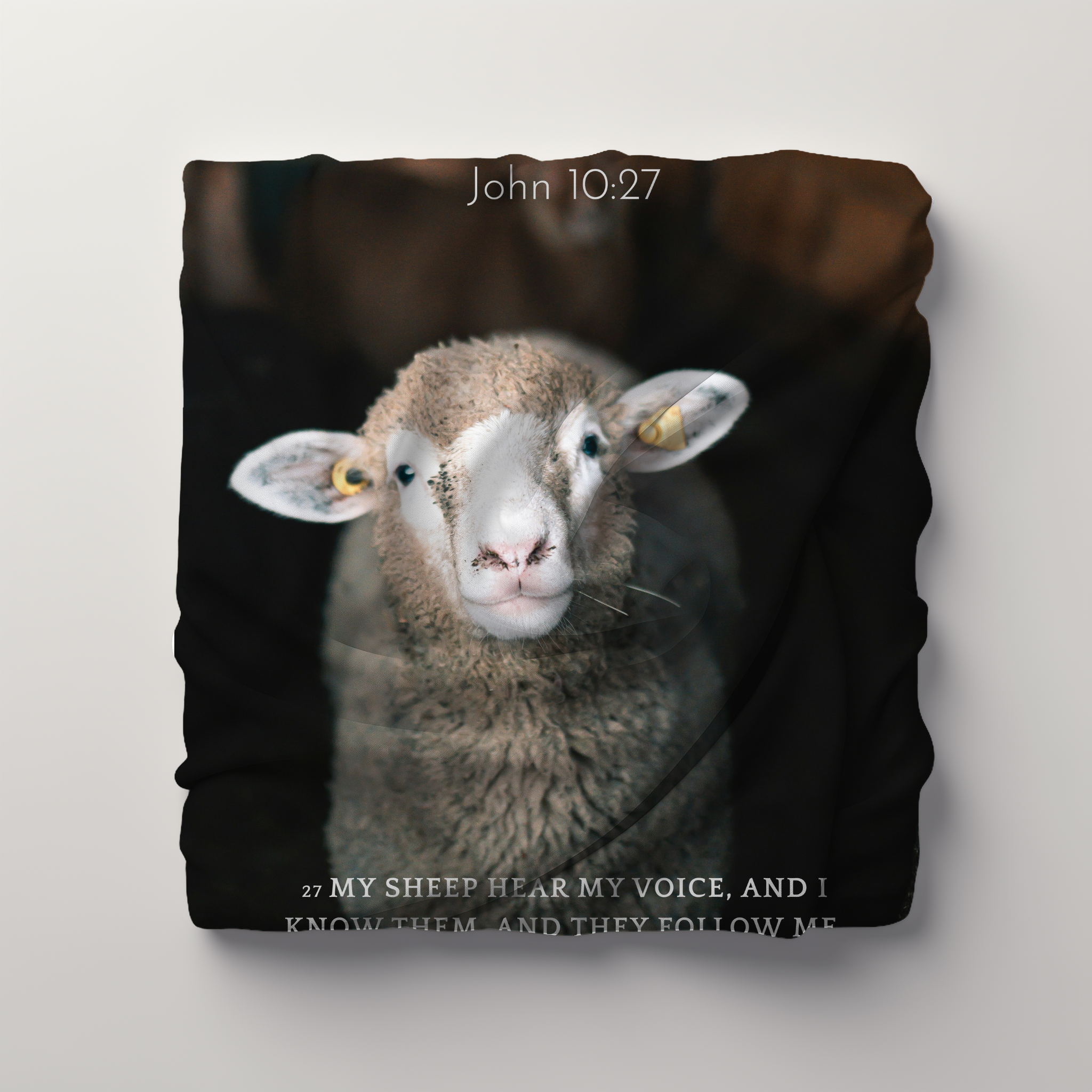 Cozy Velveteen Plush Blanket with Inspirational Quote John 10:27, Lightweight Inspirational Velveteen Plushie product thumbnail image