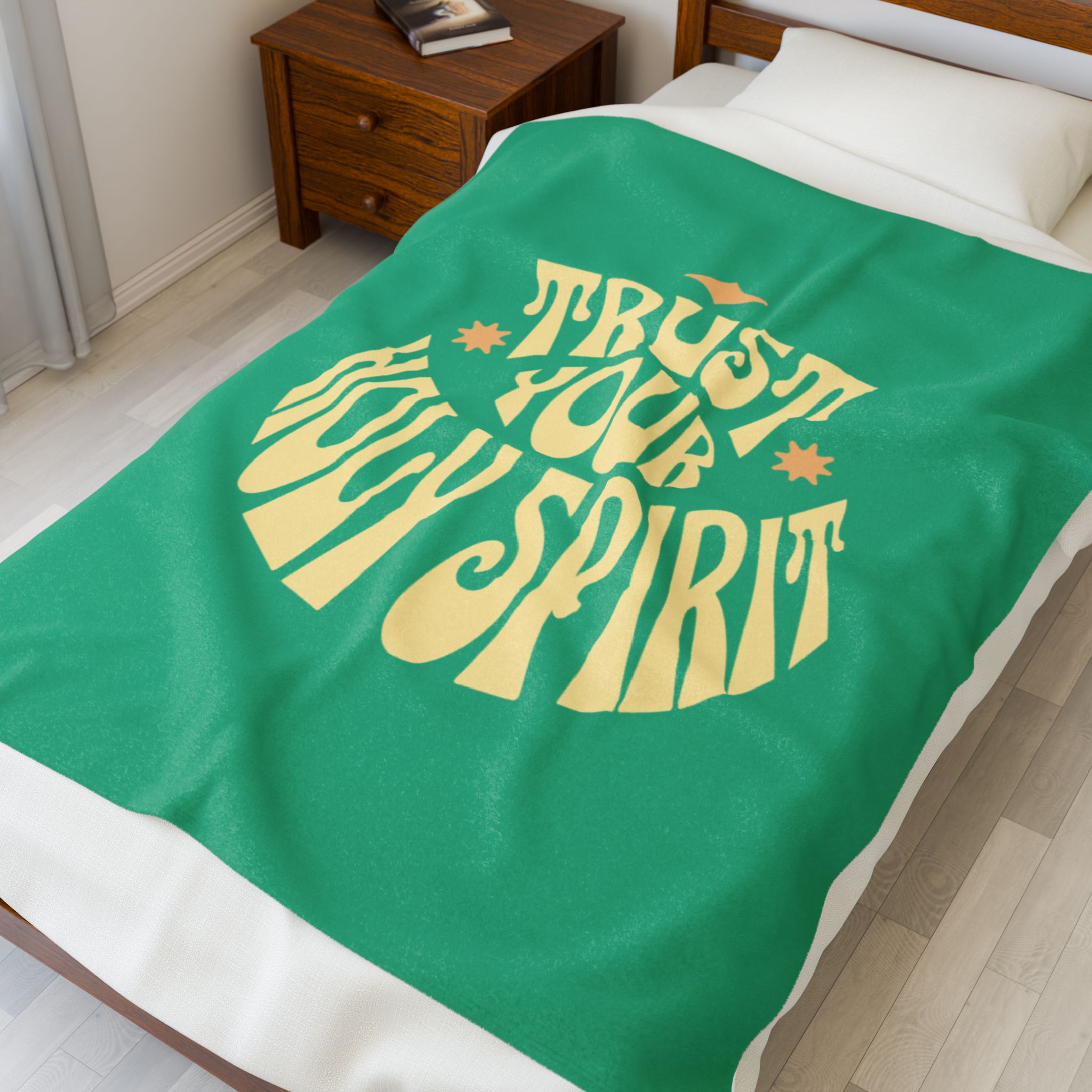 Inspirational Trust Your Holy Spirit Lightweight Velveteen Plushie Blanket, Christianity Gifted, Bible Verse Scriptural product thumbnail image