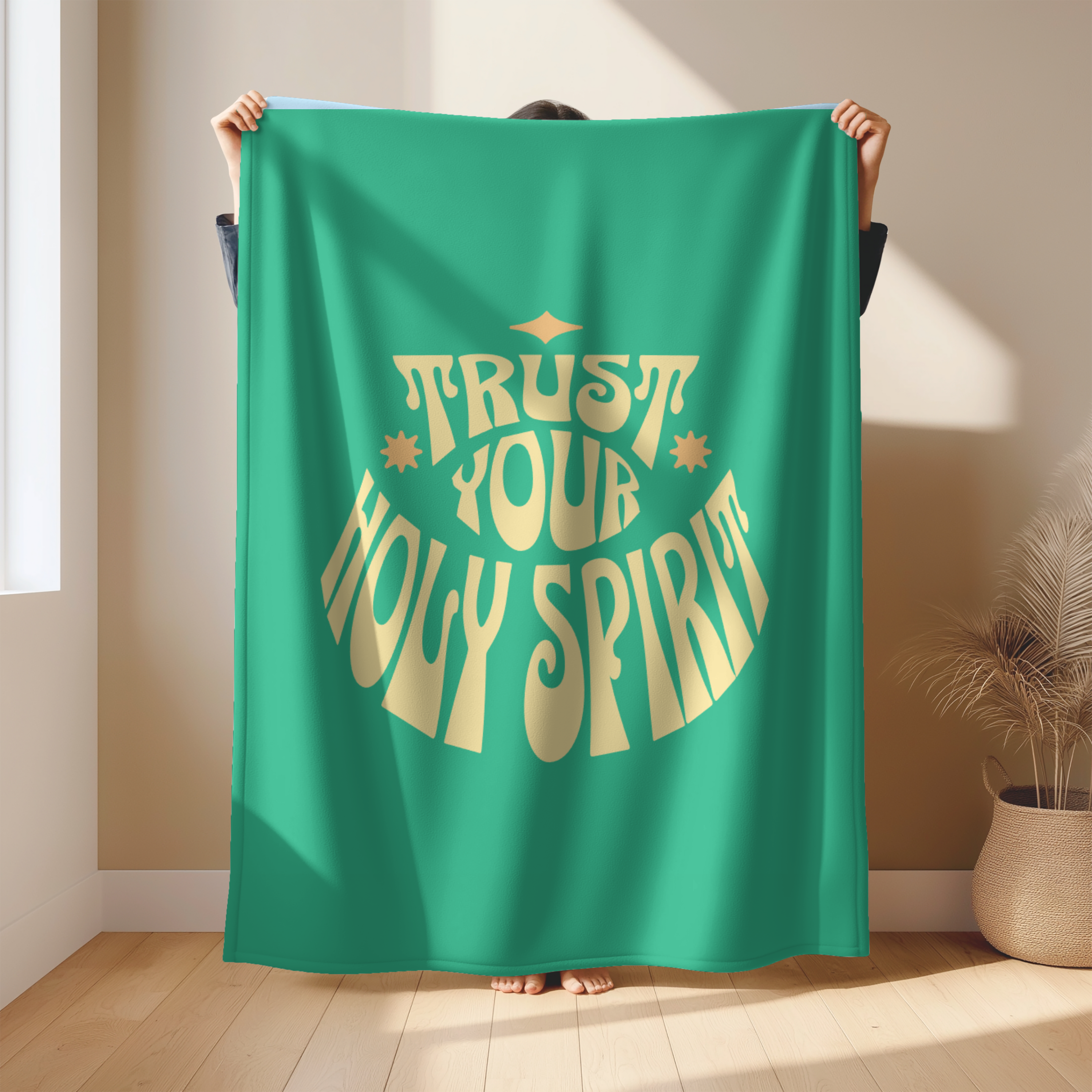 Inspirational Trust Your Holy Spirit Lightweight Velveteen Plushie Blanket, Christianity Gifted, Bible Verse Scriptural product thumbnail image