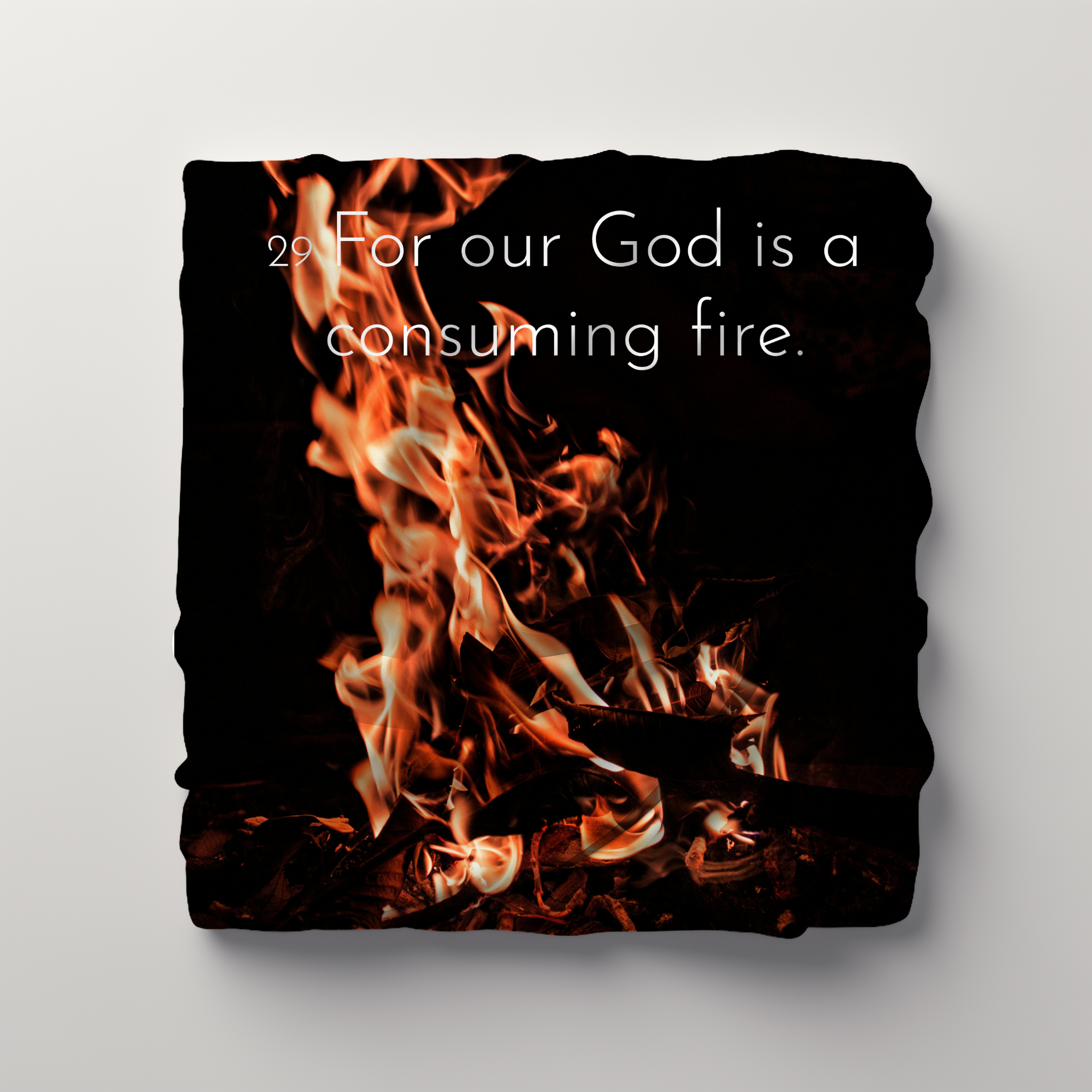 Inspirational Lightweight Velveteen Plushie Blanket, Christianity Gifted, Bible Verse Scriptural Hebrews 12:29 product thumbnail image