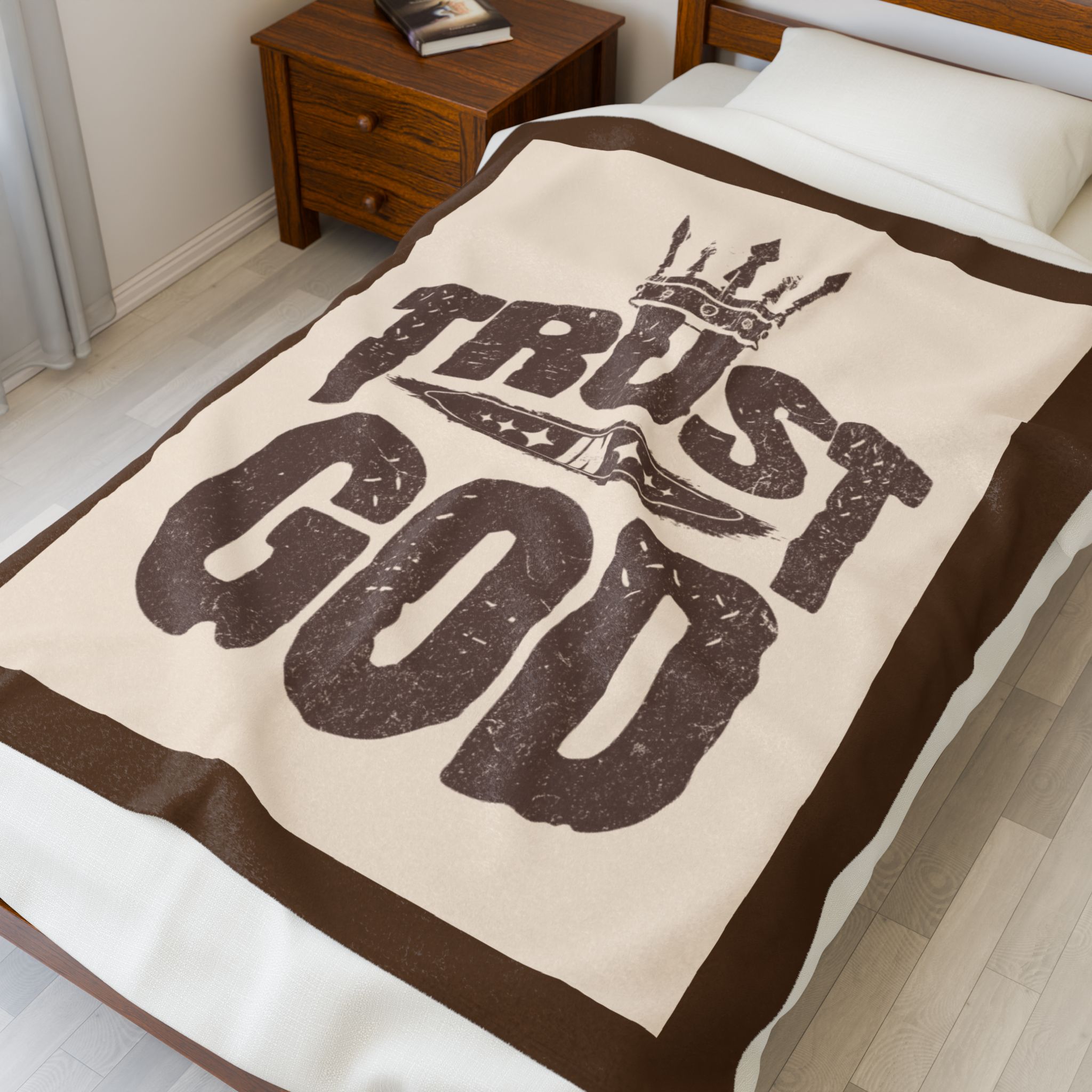 Inspirational Trust In God Lightweight Velveteen Plushie Blanket featuring a Bible Verse Scriptural product thumbnail image Inspirational Trust In God Lightweight Velveteen Plushie Blanket featuring a Bible Verse Scriptural product thumbnail image