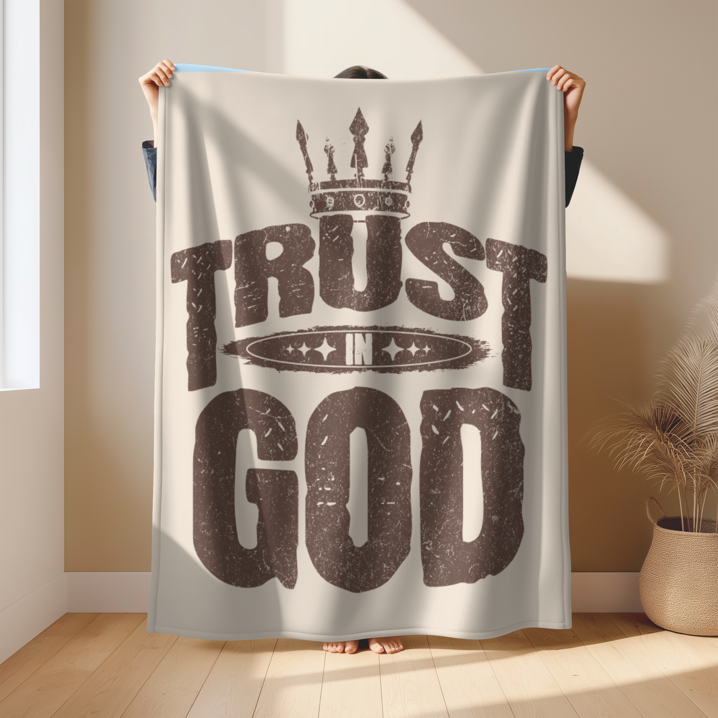 Inspirational Trust In God Lightweight Velveteen Plushie Blanket featuring a Bible Verse Scriptural Inspirational Trust In God Lightweight Velveteen Plushie Blanket featuring a Bible Verse Scriptural