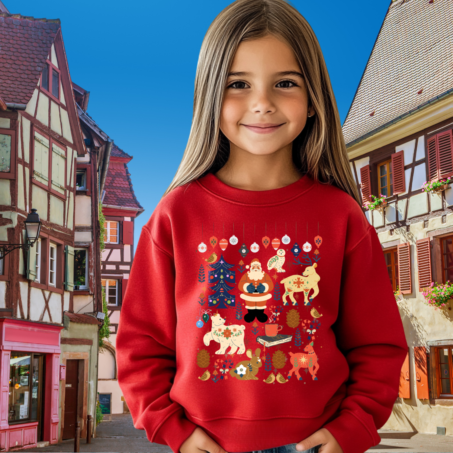 Youth Cottage Core Santa Woodland Medley Sweatshirt product thumbnail image