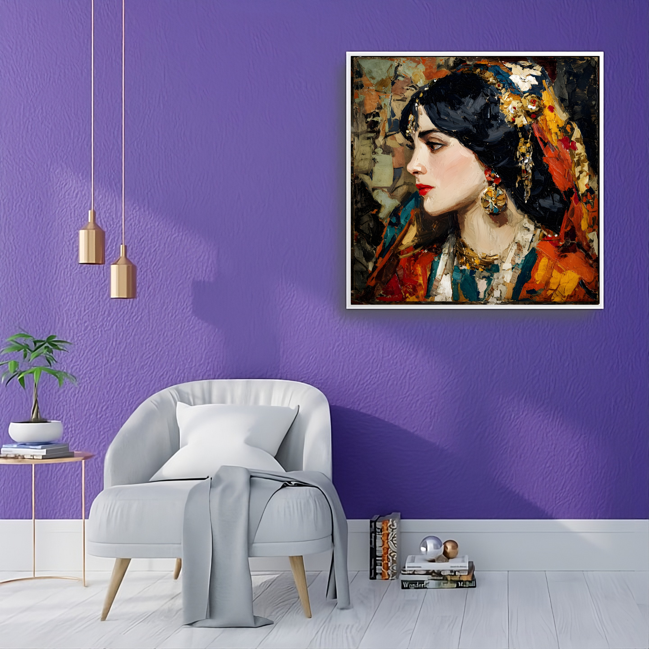 Artistic Silk Poster - Colorful Sherezade Persian Queen - Exotic Oriental Beauty Square Paper Artwork Print for Home &amp; Outdoor Decor product thumbnail image
