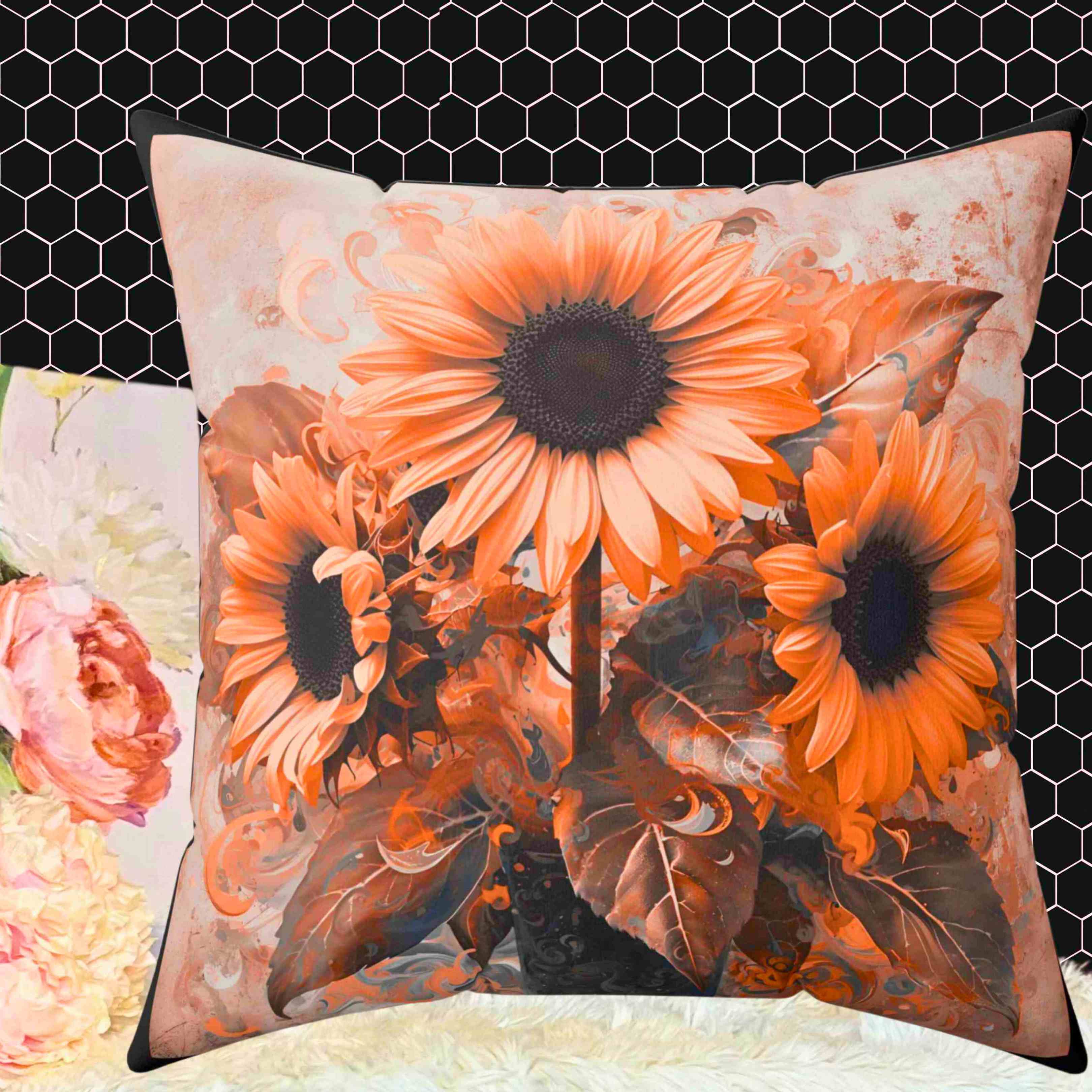Sunflower Floral Throw Pillow, Home Decor, Gift for Gardeners, Spring Decor, Cozy Living Room Accent Sunflower Floral Throw Pillow, Home Decor, Gift for Gardeners, Spring Decor, Cozy Living Room Accent