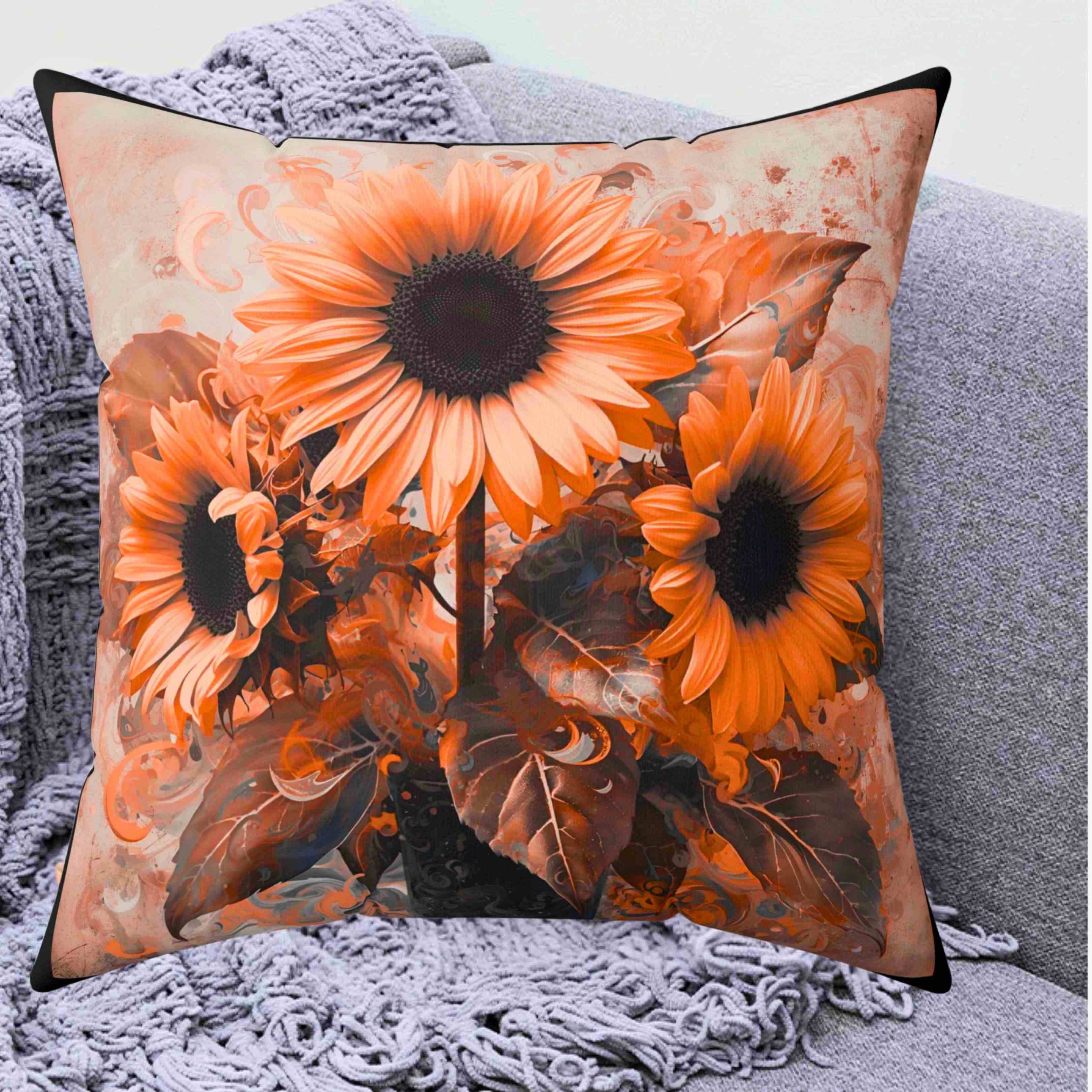 Sunflower Floral Throw Pillow, Home Decor, Gift for Gardeners, Spring Decor, Cozy Living Room Accent product thumbnail image