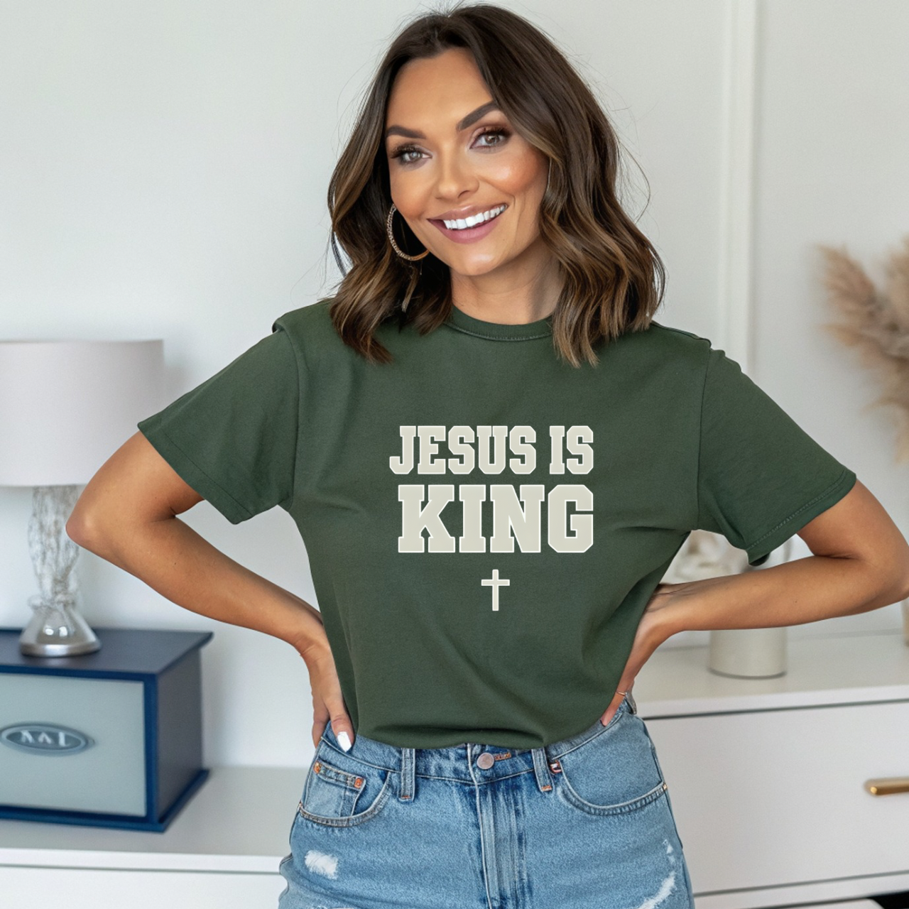 Jesus is King Unisex Gildan Softstyle T-Shirt | Christian Faith Apparel | Christian Gifts product thumbnail image Jesus is King Unisex Gildan Softstyle T-Shirt | Christian Faith Apparel | Christian Gifts product thumbnail image