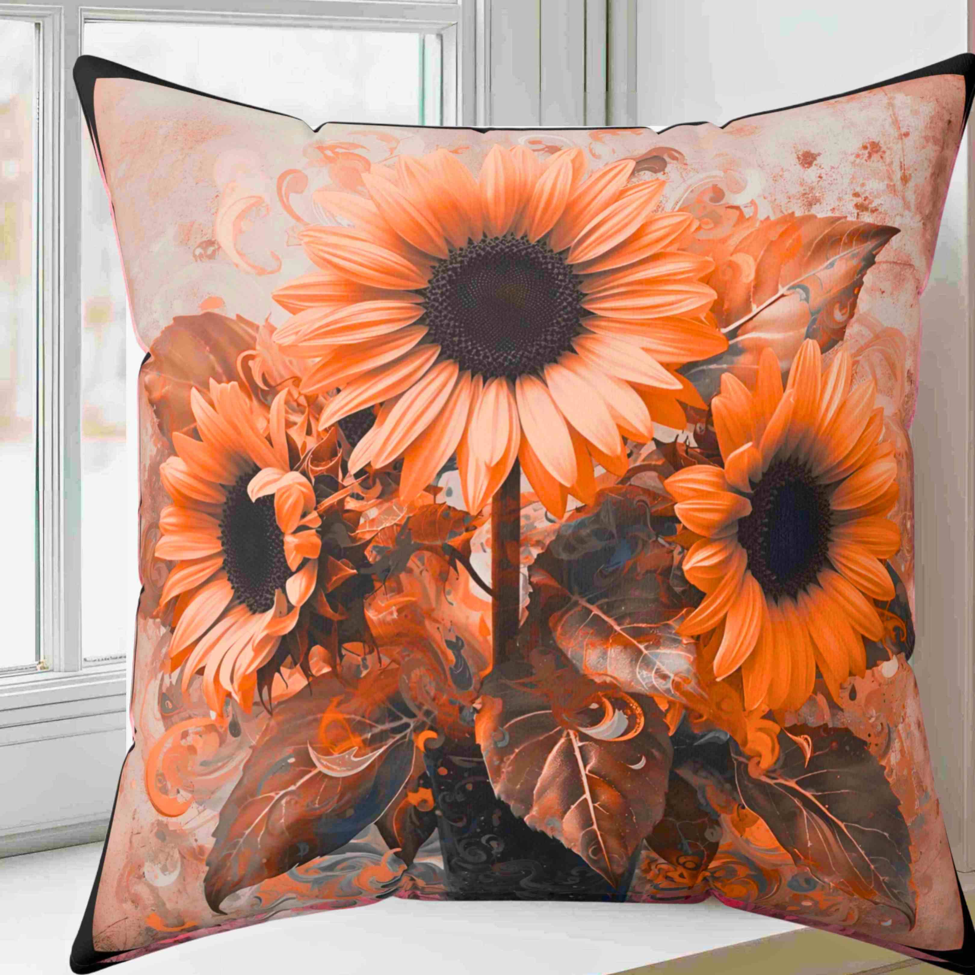 Sunflower Floral Throw Pillow, Home Decor, Gift for Gardeners, Spring Decor, Cozy Living Room Accent product thumbnail image