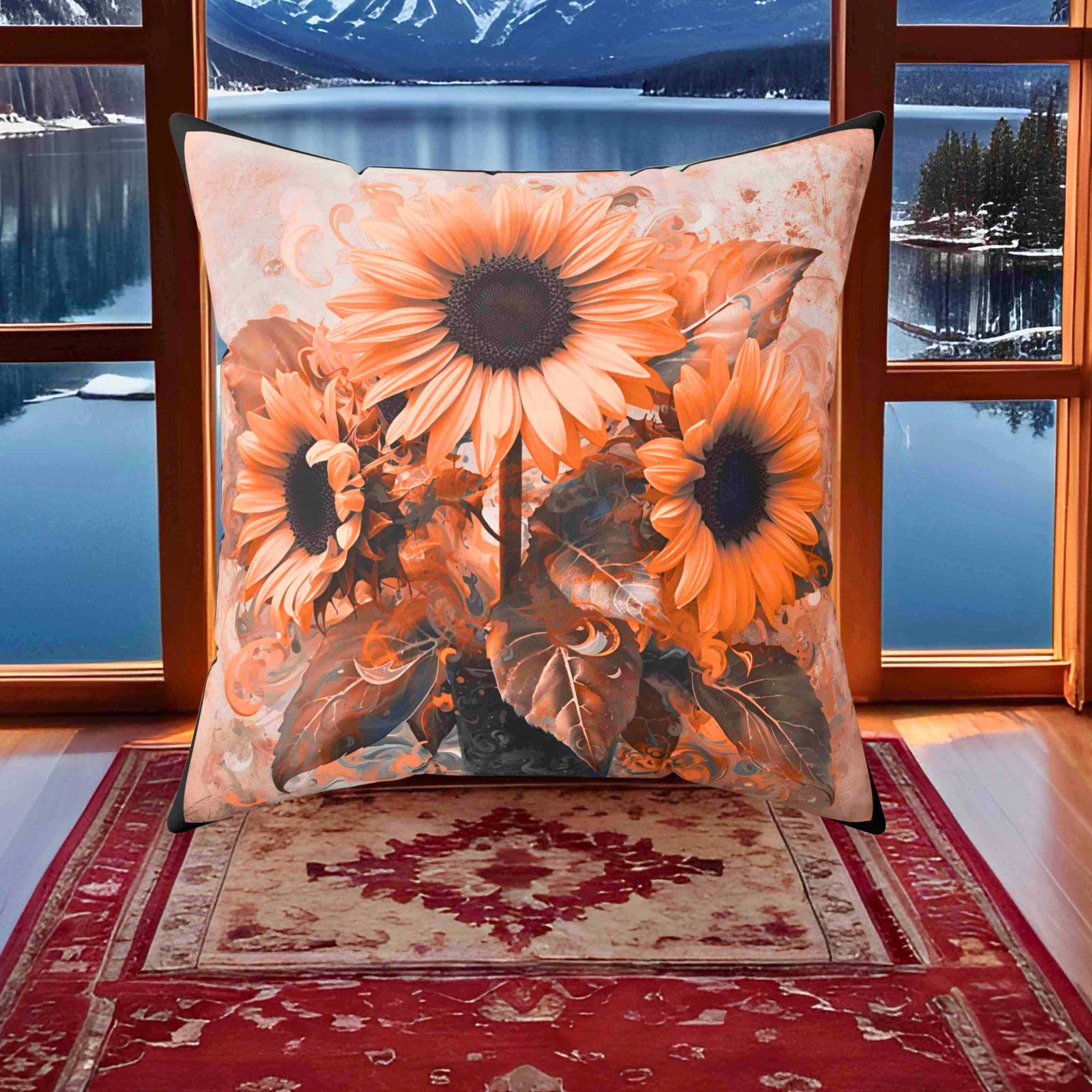 Sunflower Floral Throw Pillow, Home Decor, Gift for Gardeners, Spring Decor, Cozy Living Room Accent product thumbnail image
