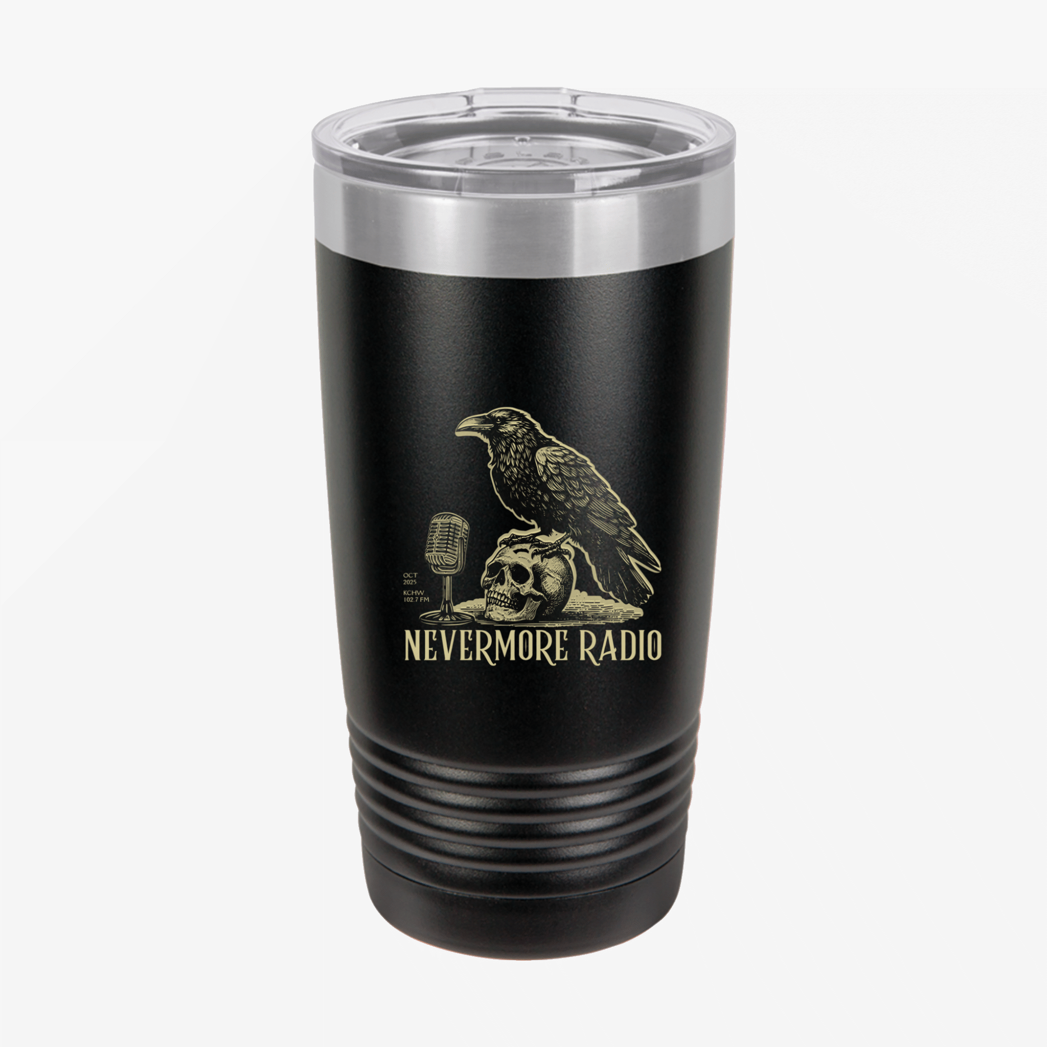 Nevermore Radio:  Insulated Tumbler - 20oz Raven &amp; Skull Design