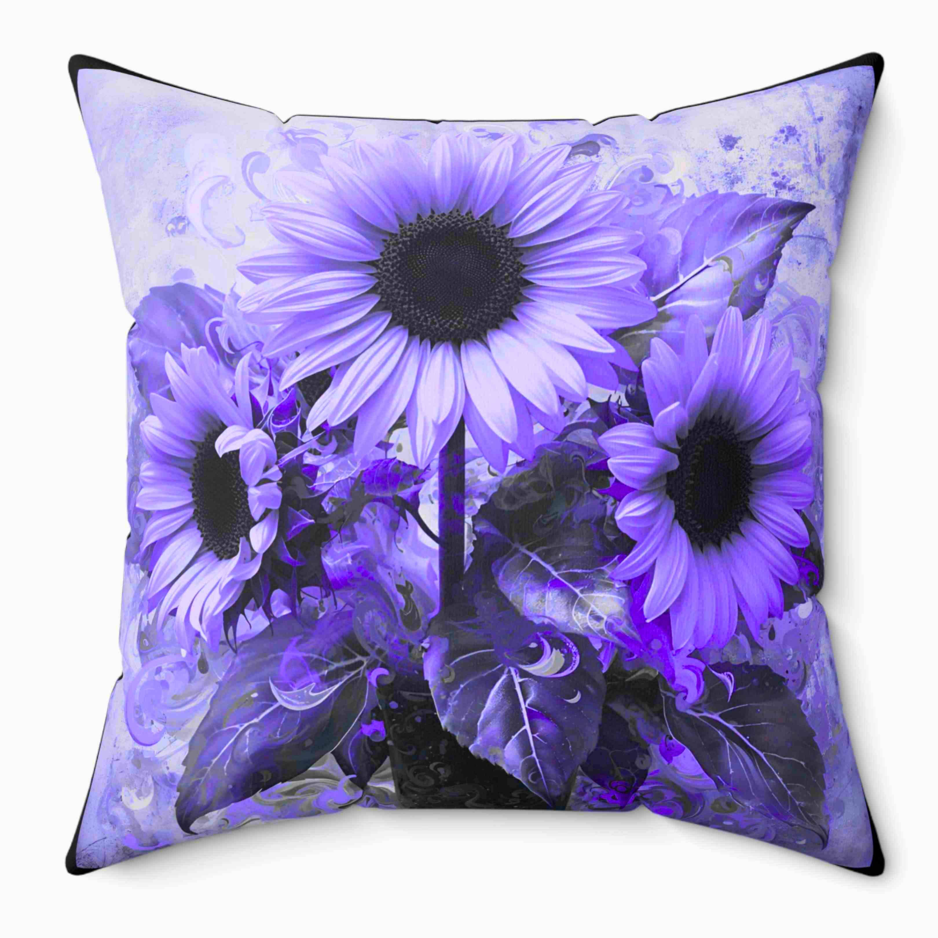 Purple Floral Decorative Pillow for Home Decor, Cozy Living Room Accent, Gift for Flower Lovers, Spring Decor, Sunflower Cushion product thumbnail image