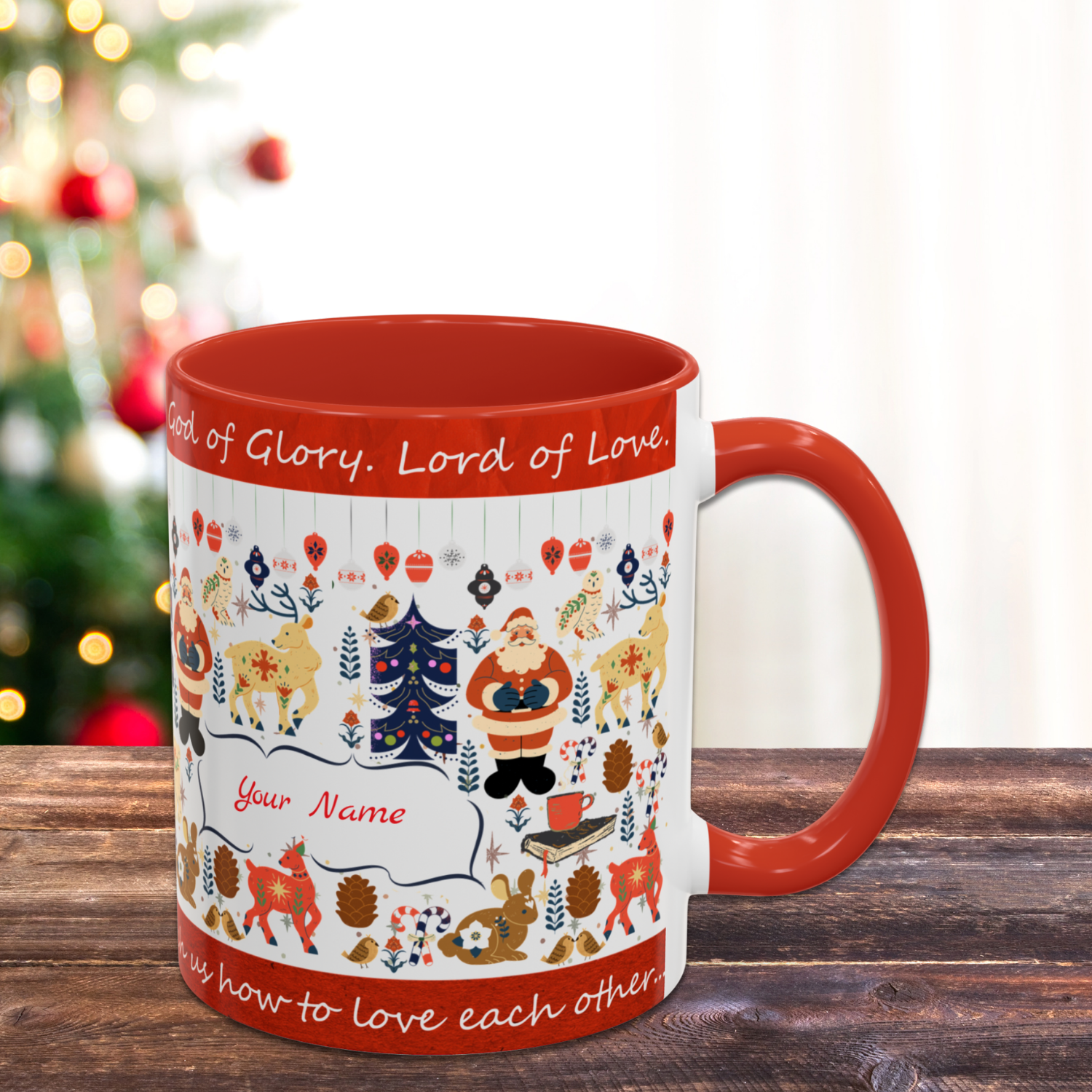 Personalized Scandinavian Cottage Core Christmas Santa Accent Coffee Mug product thumbnail image Personalized Scandinavian Cottage Core Christmas Santa Accent Coffee Mug product thumbnail image