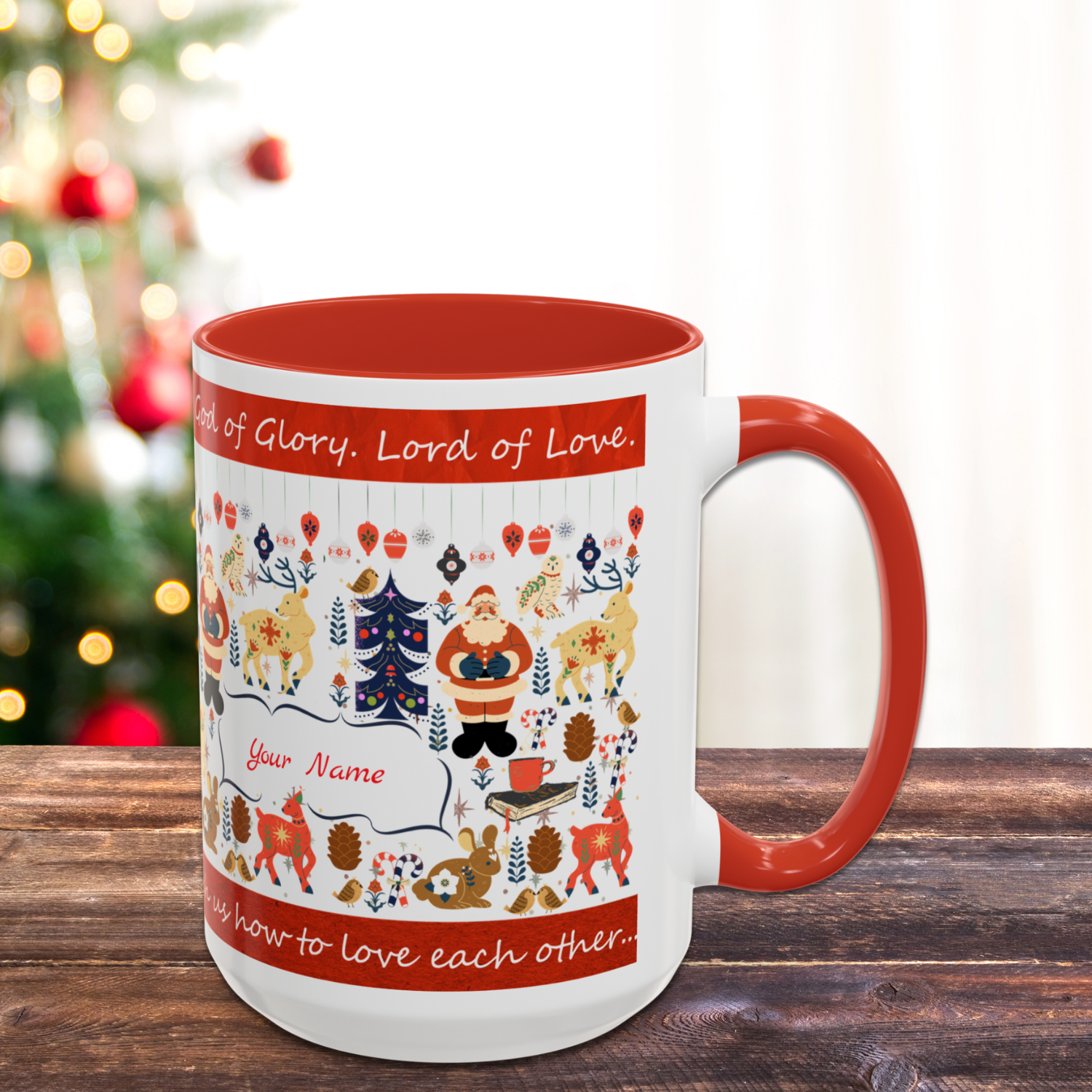 Personalized Scandinavian Cottage Core Christmas Santa Accent Coffee Mug product thumbnail image Personalized Scandinavian Cottage Core Christmas Santa Accent Coffee Mug product thumbnail image