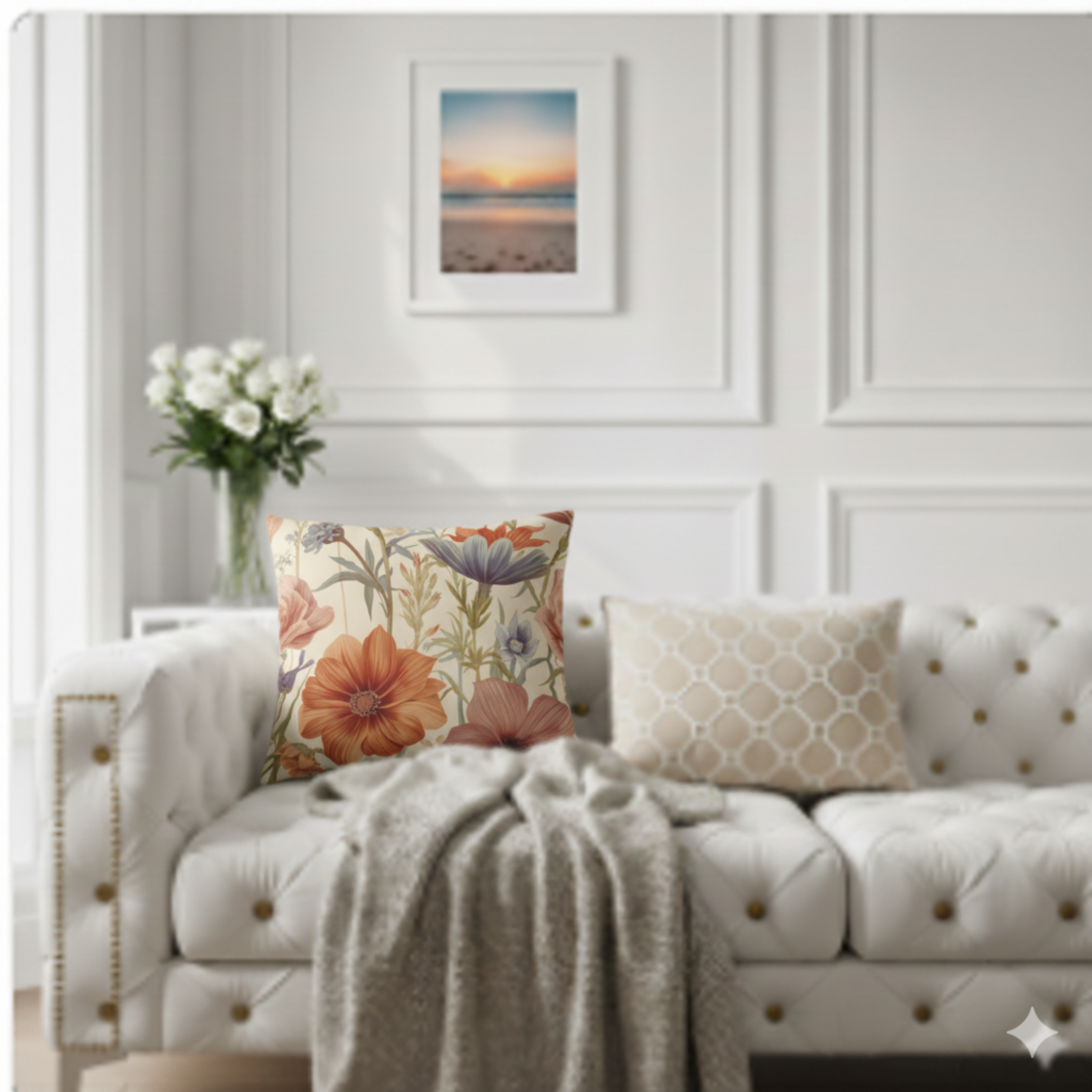 Floral Suede Pillowcase, Home Decor, Floral Decor, Faux Suede Pillow Cover, Square Cushion, Gift for Her product thumbnail image