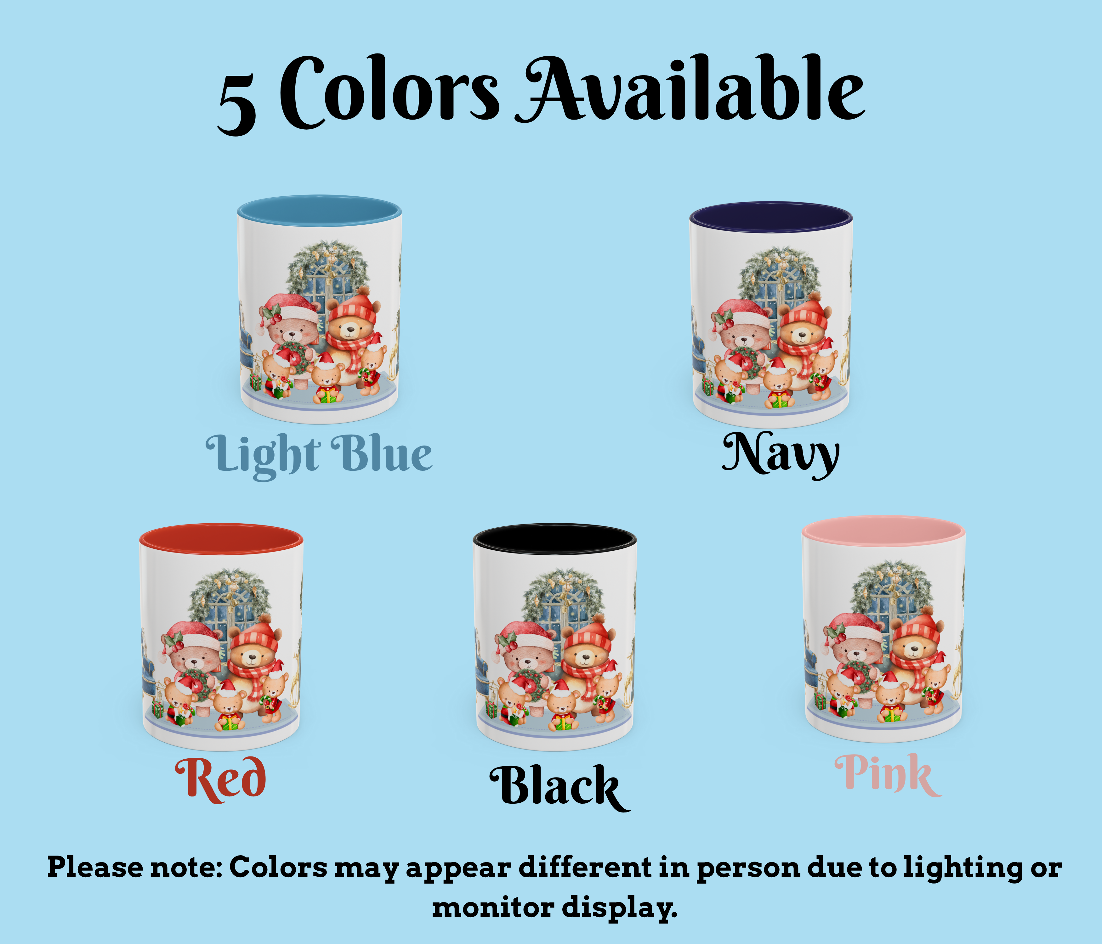 Cute Christmas Family Bear Coffee Mug – Wraparound Holiday Design  product thumbnail image