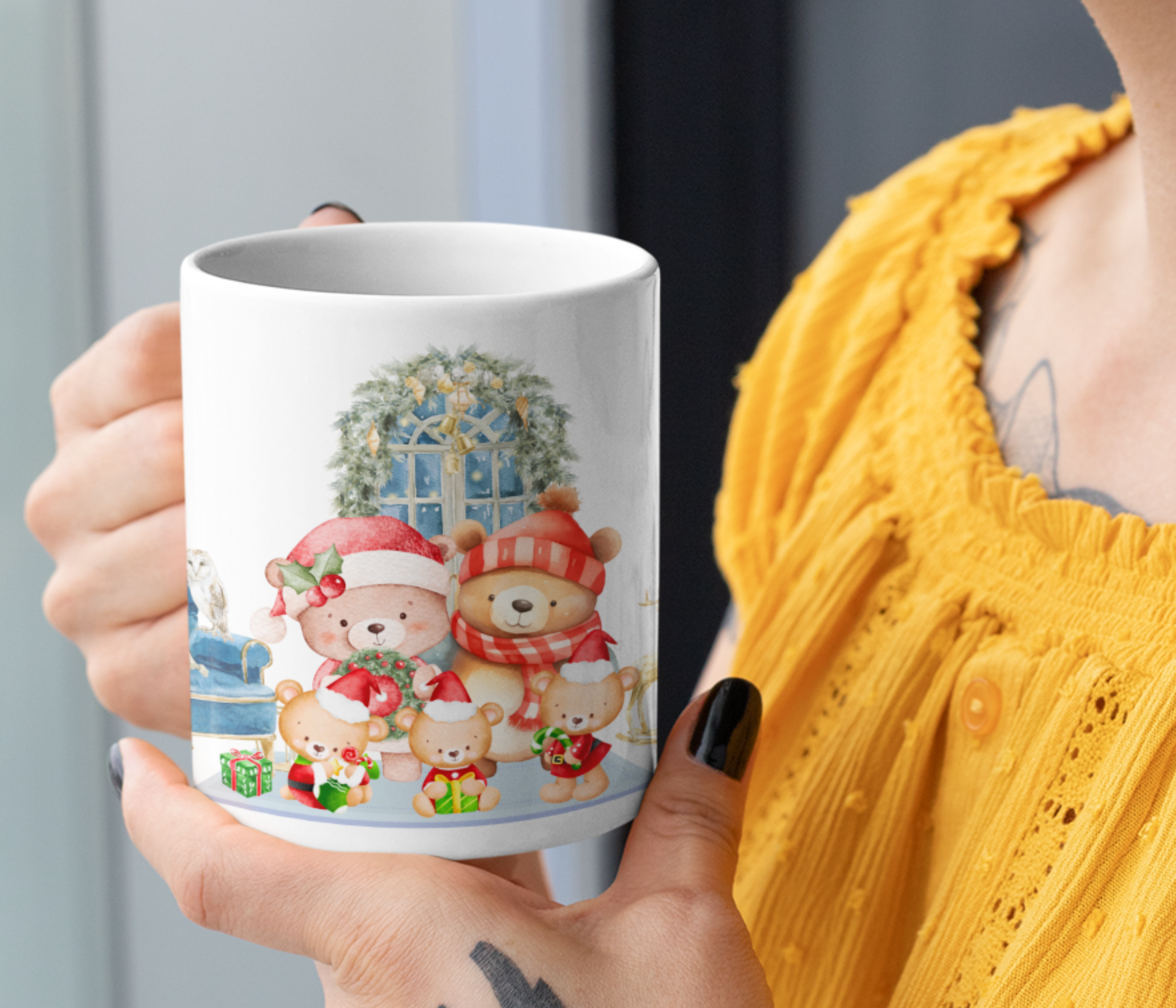 Cute Christmas Family Bear Coffee Mug – Wraparound Holiday Design product thumbnail image Cute Christmas Family Bear Coffee Mug – Wraparound Holiday Design product thumbnail image