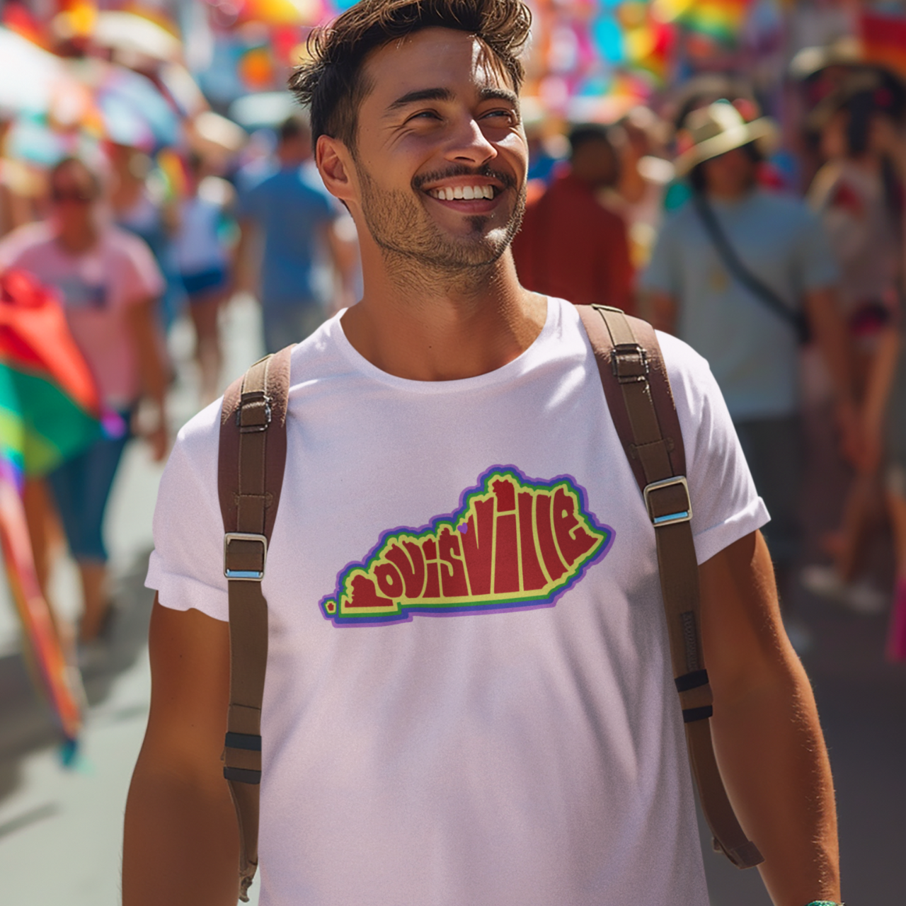 Louisville Kentucky State Pride T-Shirt – Bold Rainbow Graphic Tee, Perfect Gift for Kentuckians &amp; Visitors