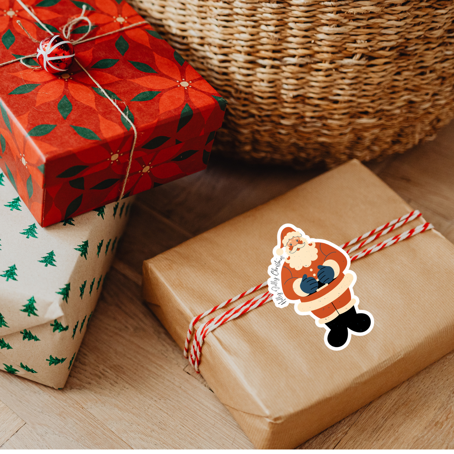 Cottage Core Christmas Santa Vinyl Decals - Holly Jolly Decorations for Gifts
