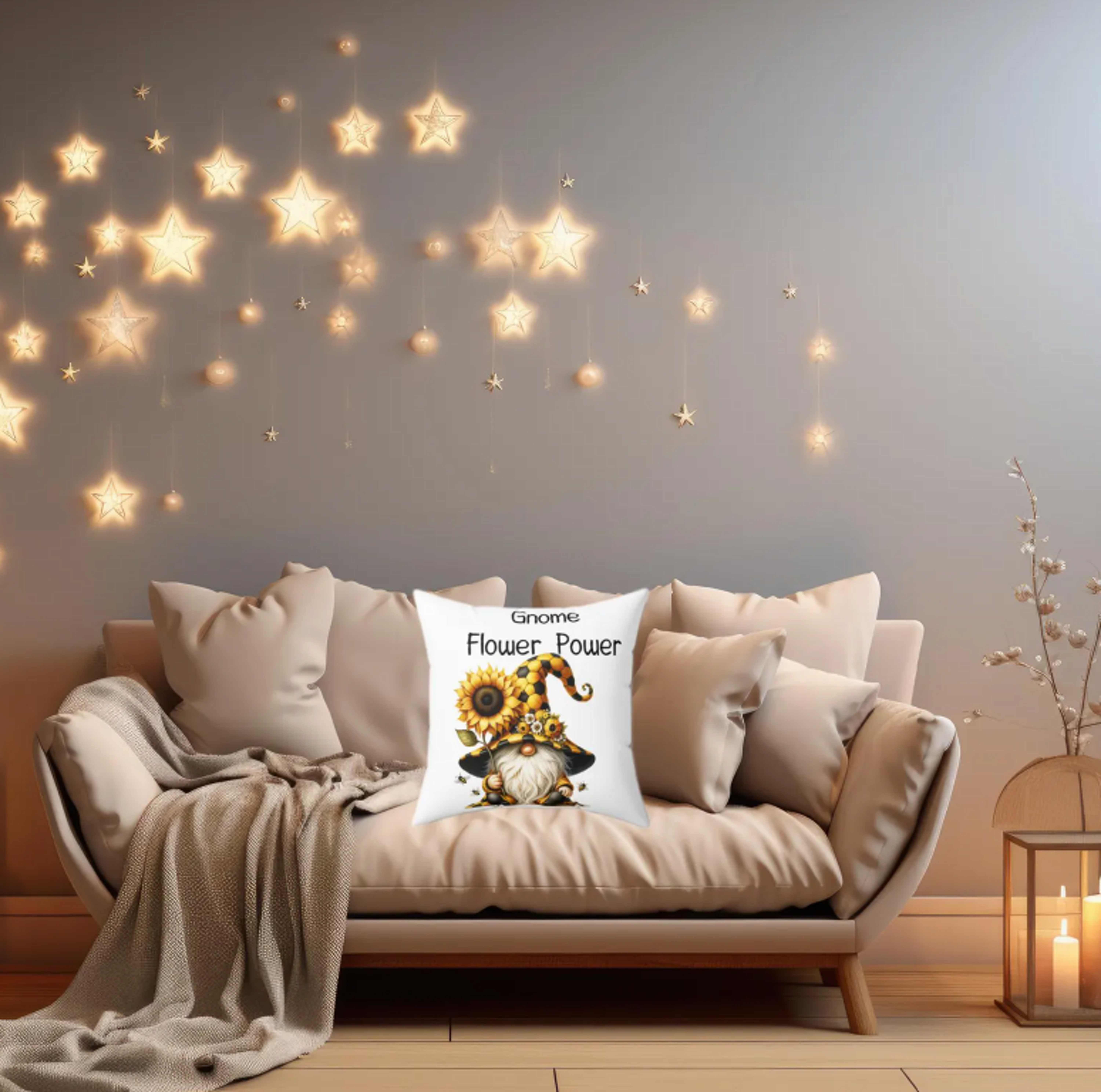 Personalized Sunflower Gnome Pillow Cover: Floral Spring Decor product thumbnail image