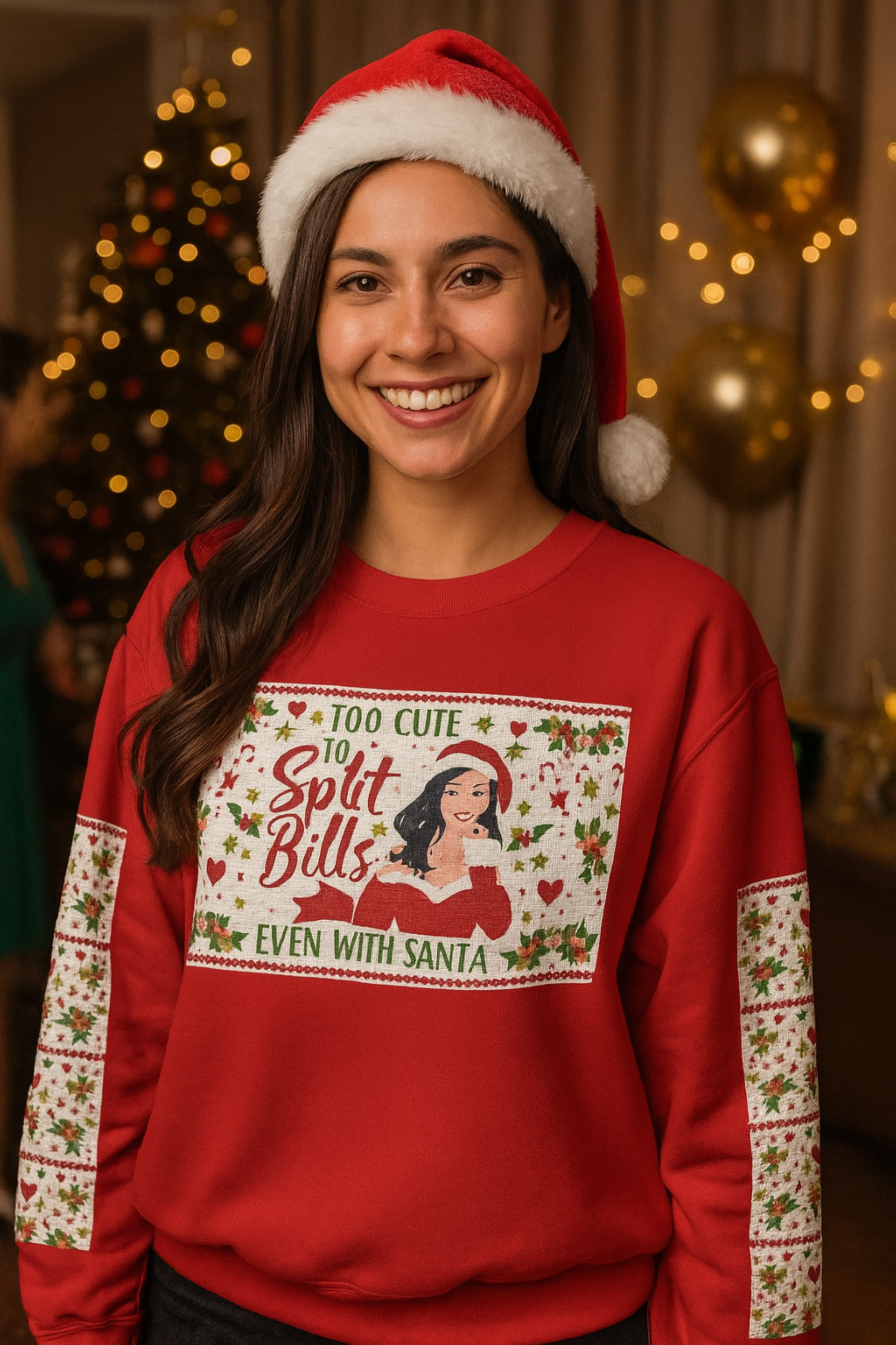 Too Cute to Split Bills, Even With Santa  - Festive Unisex Crewneck Holiday Sweatshirt