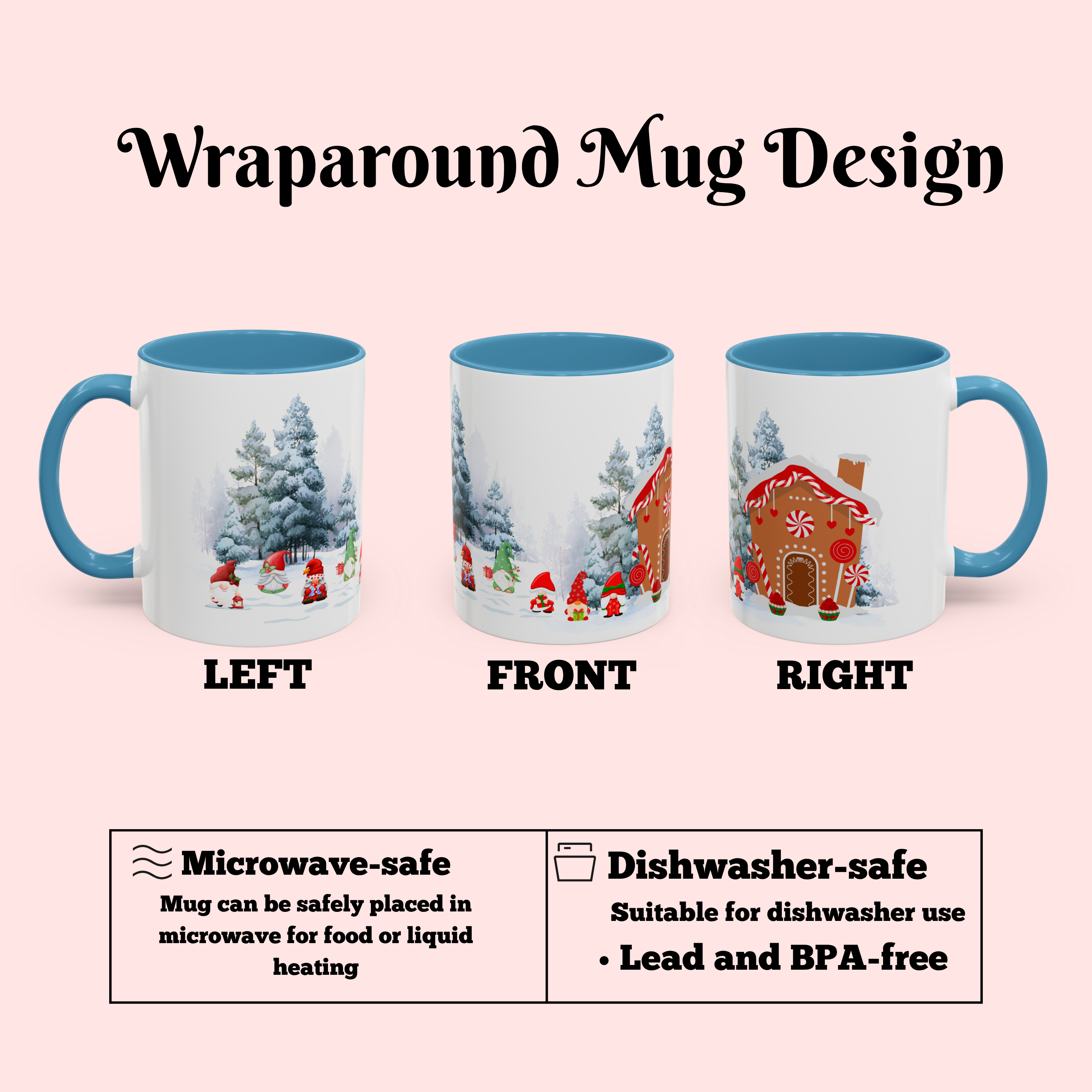 Gnome Festive Ceramic Accent Mug with Gingerbread House &amp; Winter Scene product thumbnail image