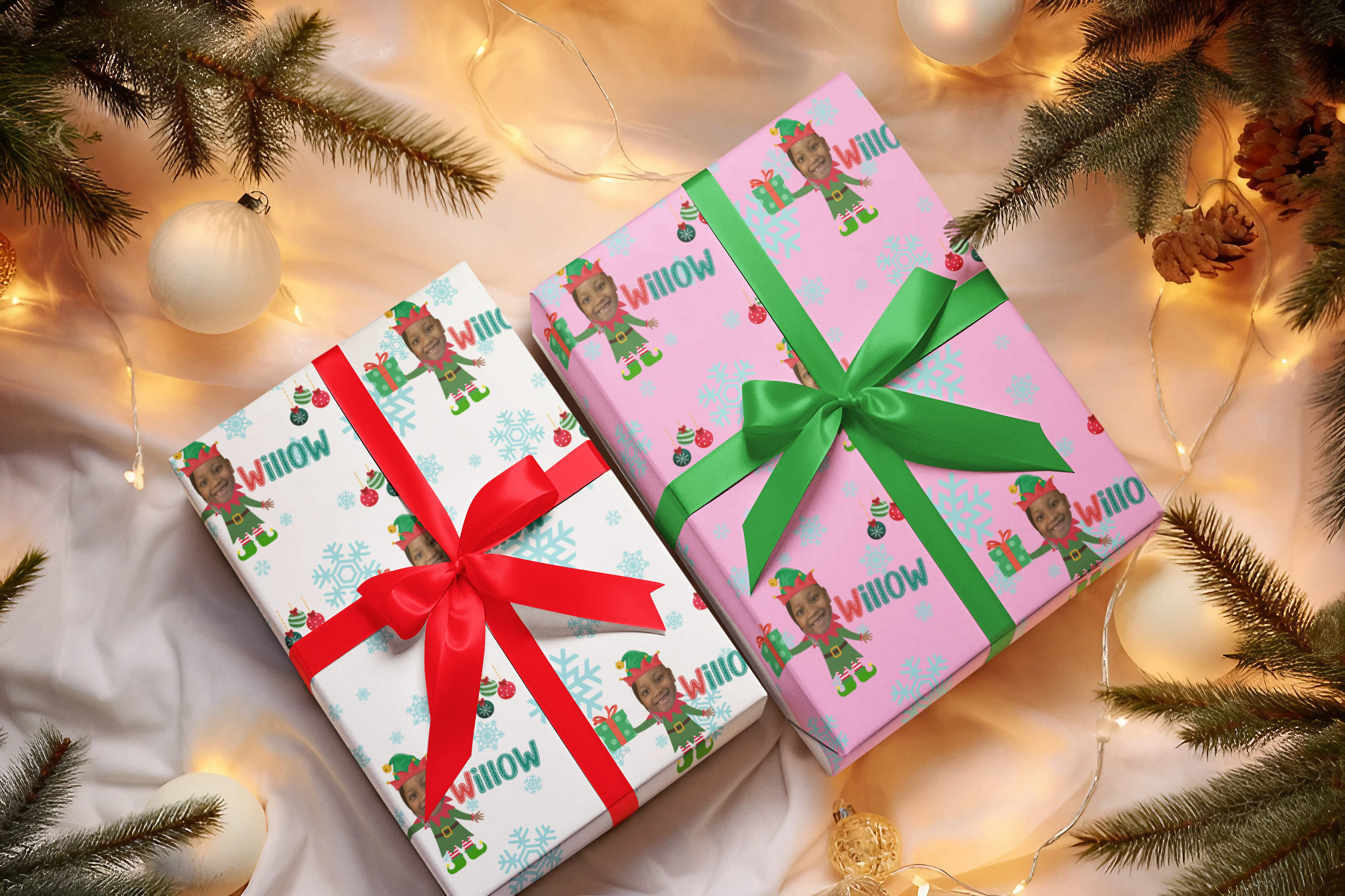 Personalized Elf Photo Wrapping Paper: Christmas Gift Wrap product thumbnail image Personalized Elf Photo Wrapping Paper: Christmas Gift Wrap product thumbnail image