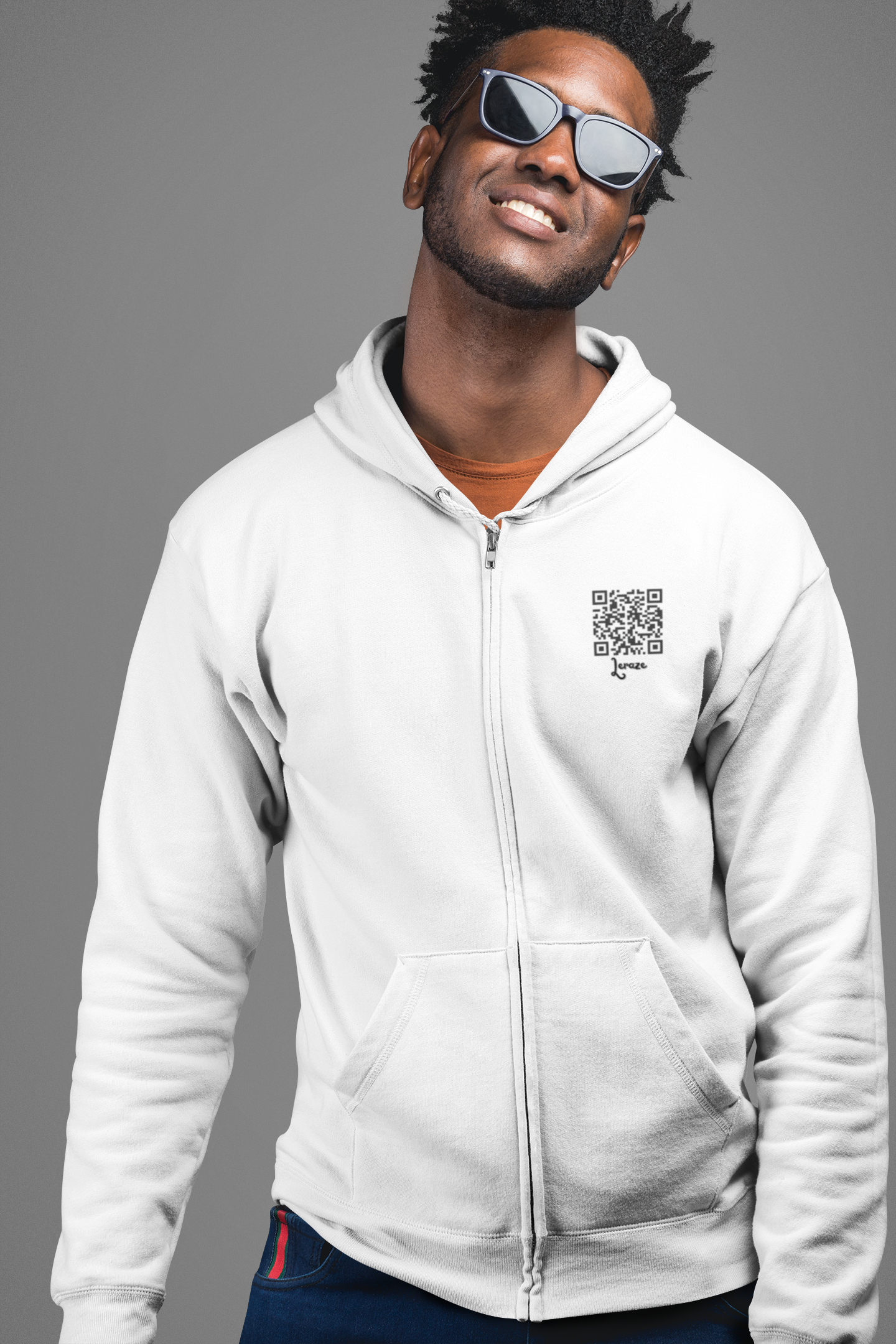 QR Code Unisex Zip Hoodie - Customizable Design for Tech Lovers & Gift Giving product thumbnail image QR Code Unisex Zip Hoodie - Customizable Design for Tech Lovers & Gift Giving product thumbnail image