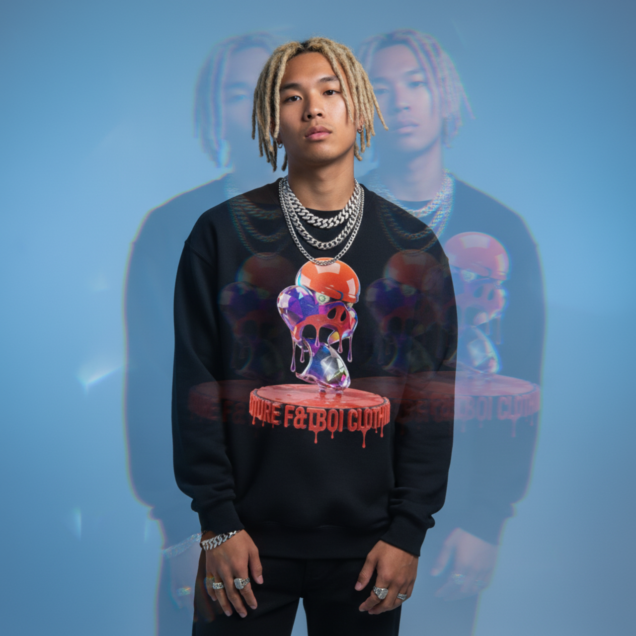 Youth Crewneck Sweatshirt Future Fatboi 'Trophy Hog' Hip Hop Drip Art Streetwear Youth Crewneck Sweatshirt Future Fatboi 'Trophy Hog' Hip Hop Drip Art Streetwear