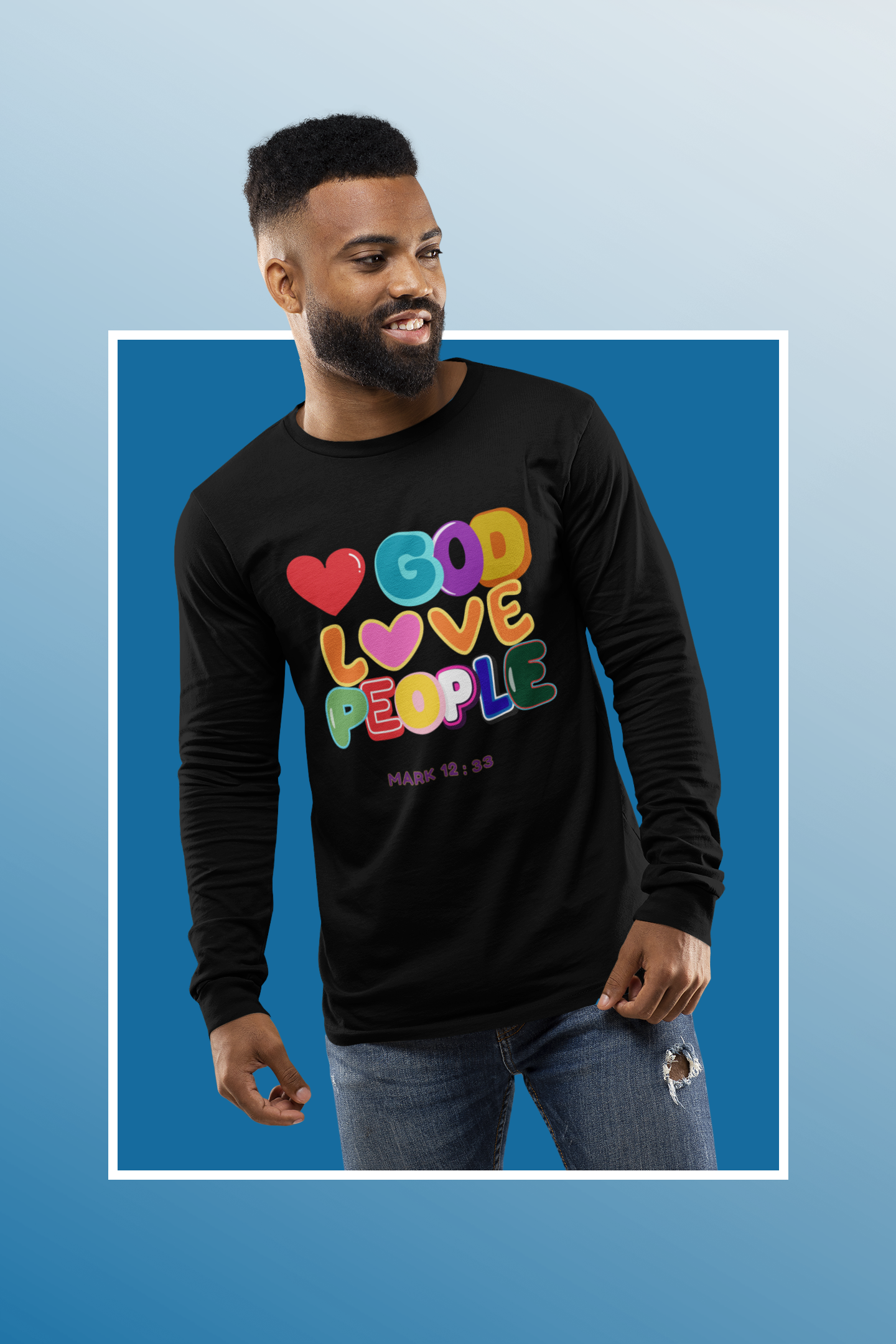 " LOVE GOD, LOVE PEOPLE" Design  Long Sleeve T-Shirt product thumbnail image