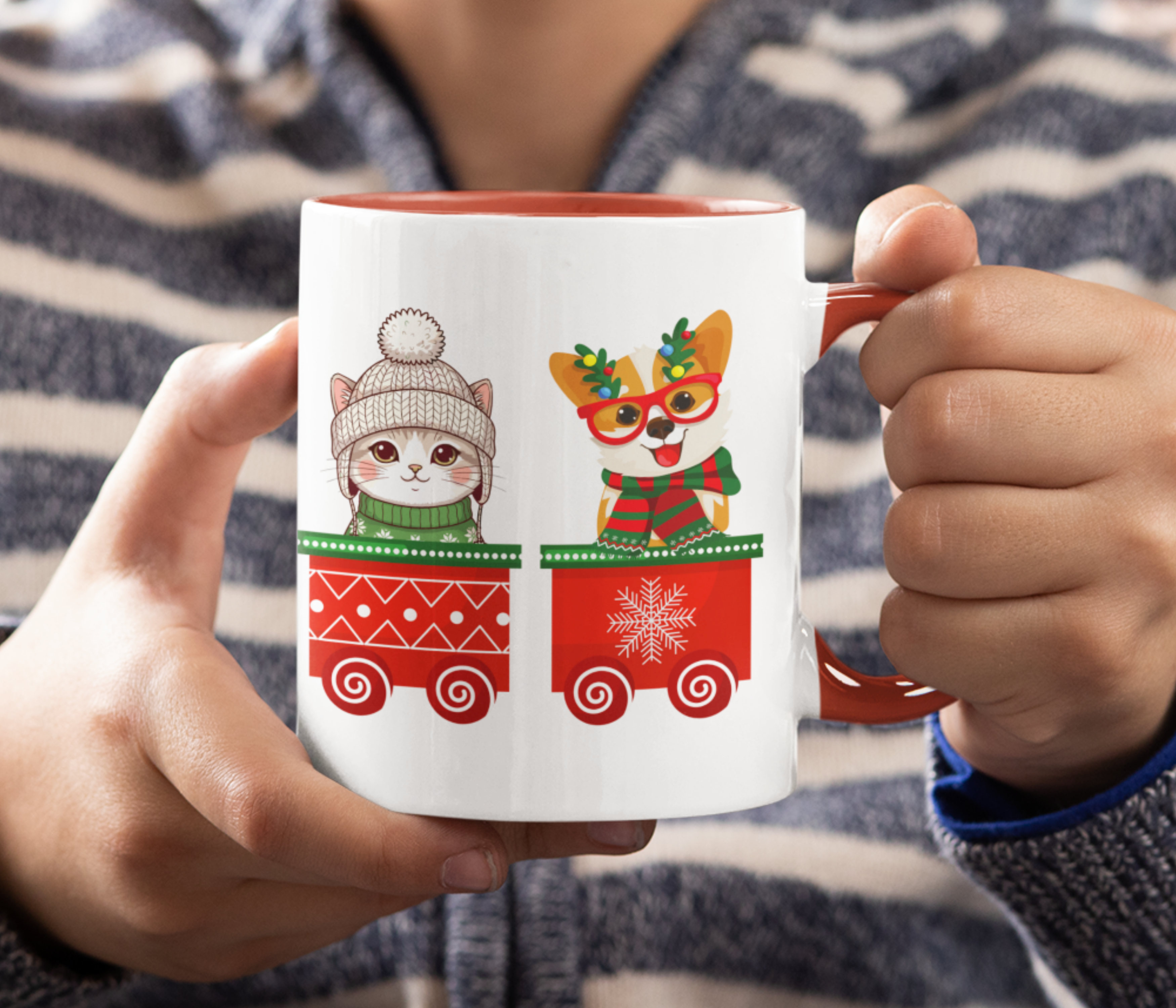 Holiday Animal Train Accent Coffee Mug 🚂