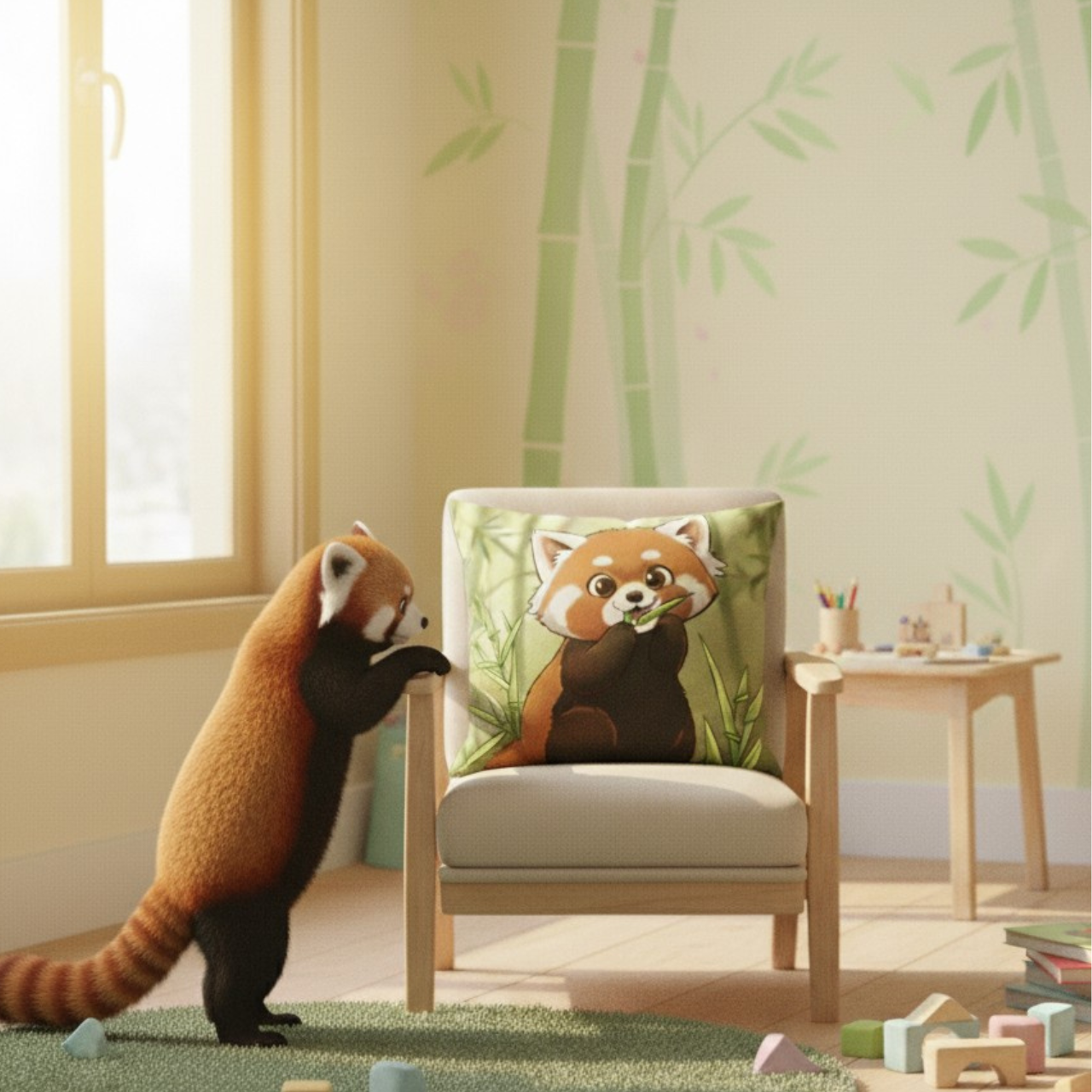 Suki the Red Panda - Square Faux-Suede Pillowcase product thumbnail image Suki the Red Panda - Square Faux-Suede Pillowcase product thumbnail image