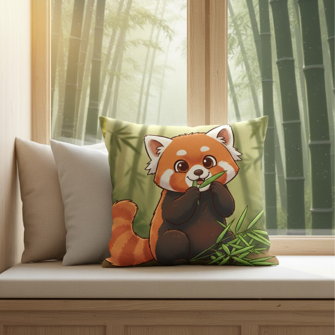 Suki the Red Panda - Square Faux-Suede Pillowcase product thumbnail image Suki the Red Panda - Square Faux-Suede Pillowcase product thumbnail image