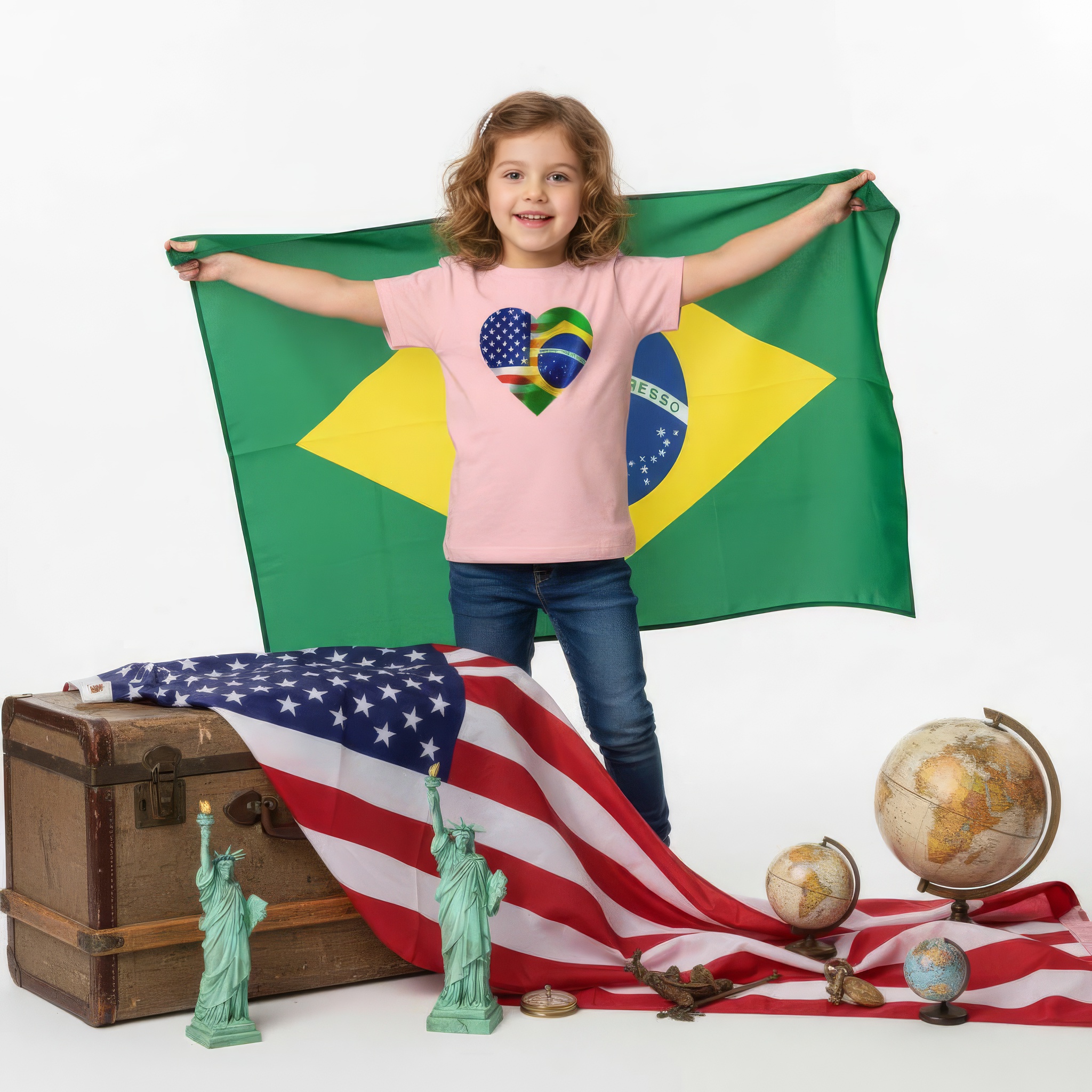 I Love Brazil-USA Crianças Toddler Brazil USA Brazil Heart Bicultural Children, Fusion, Unique Family Heritage Shirt kids Dia dos Namorados product thumbnail image I Love Brazil-USA Crianças Toddler Brazil USA Brazil Heart Bicultural Children, Fusion, Unique Family Heritage Shirt kids Dia dos Namorados product thumbnail image