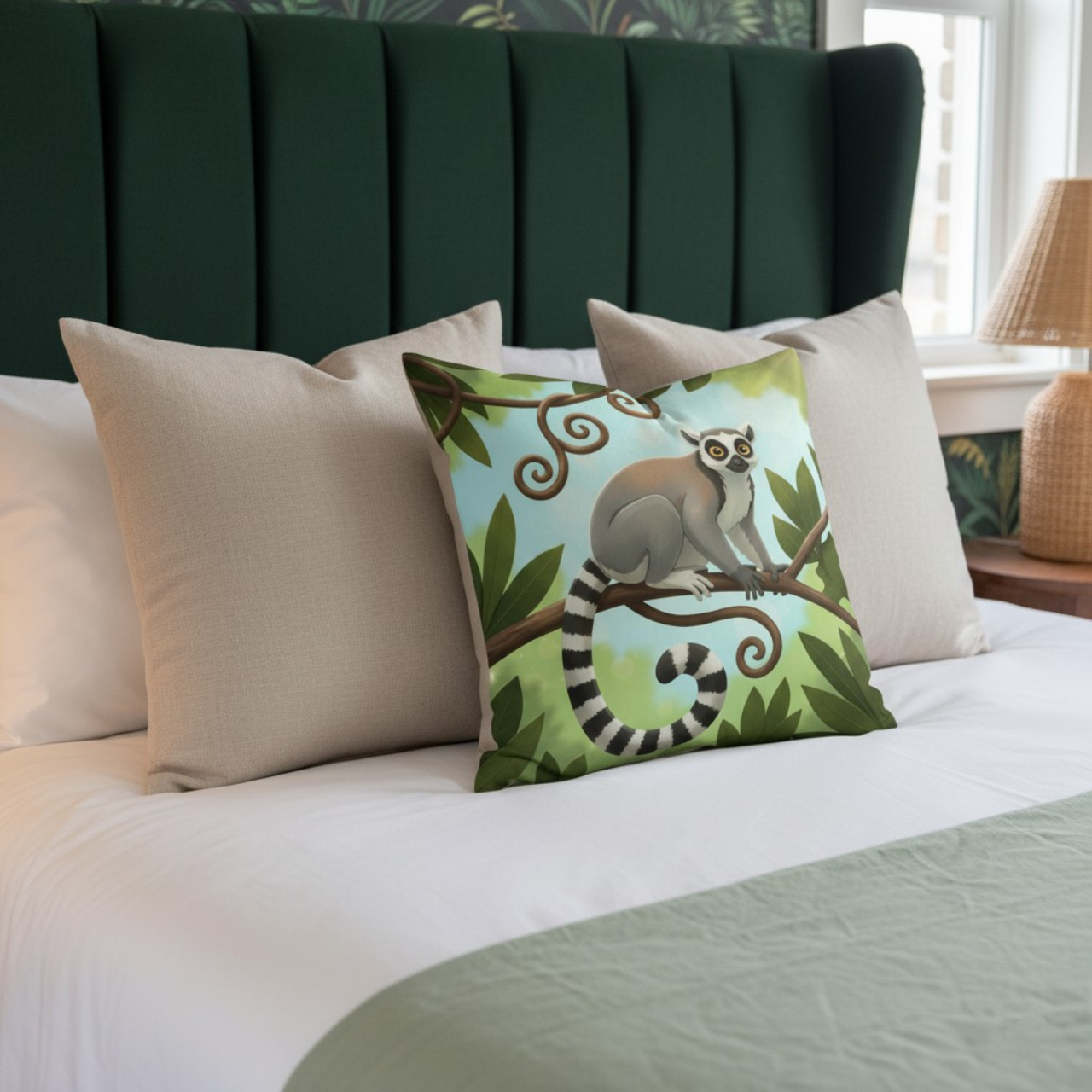 Koa the Lemur - Square Faux-Suede Pillowcase Koa the Lemur - Square Faux-Suede Pillowcase