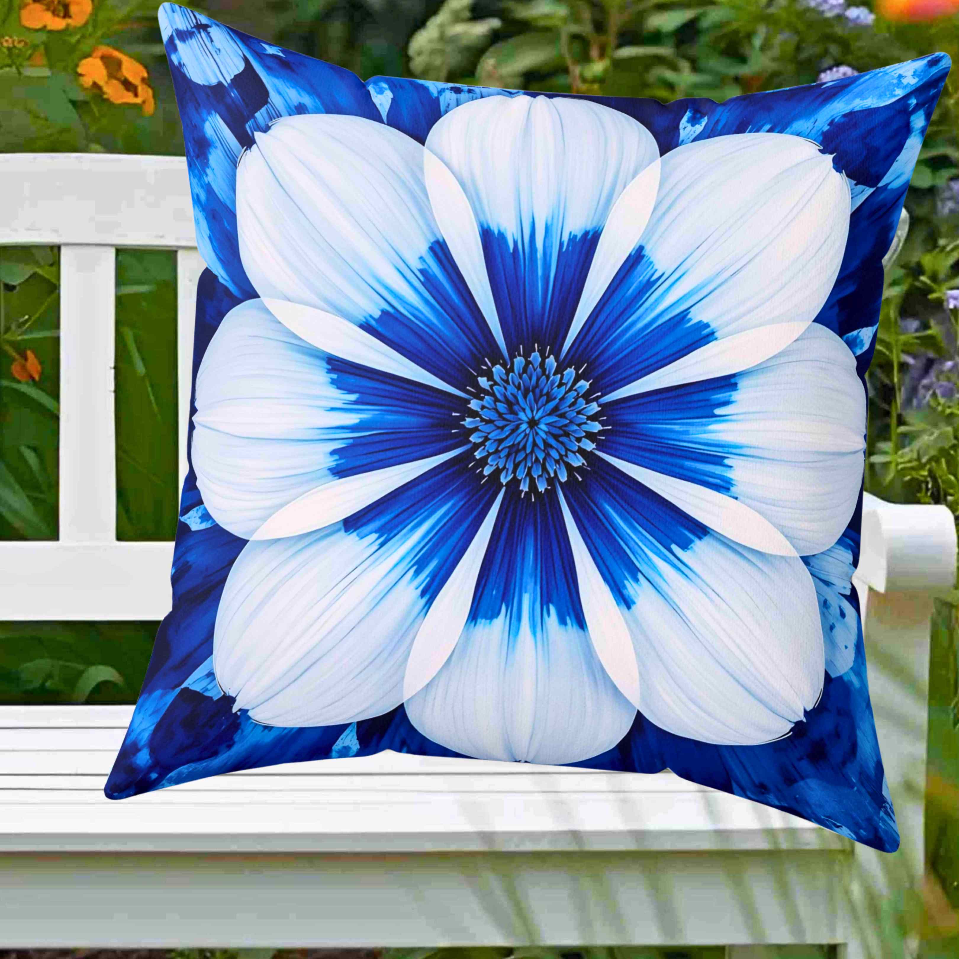 Floral Throw Pillow - Cozy Home Decor, Blue Flower Cushion, Boho Accent Pillow, Gift for Her, Spring Interior Design product thumbnail image