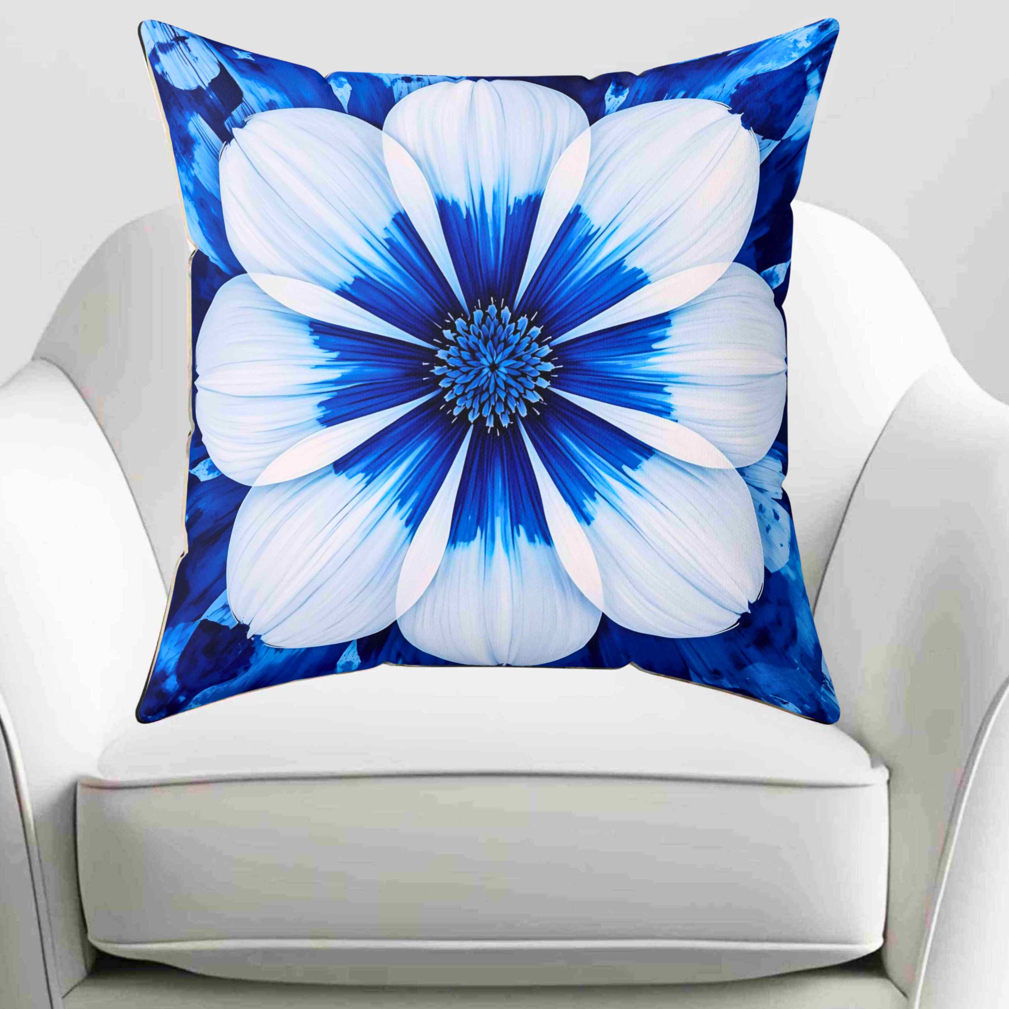 Floral Throw Pillow - Cozy Home Decor, Blue Flower Cushion, Boho Accent Pillow, Gift for Her, Spring Interior Design product thumbnail image