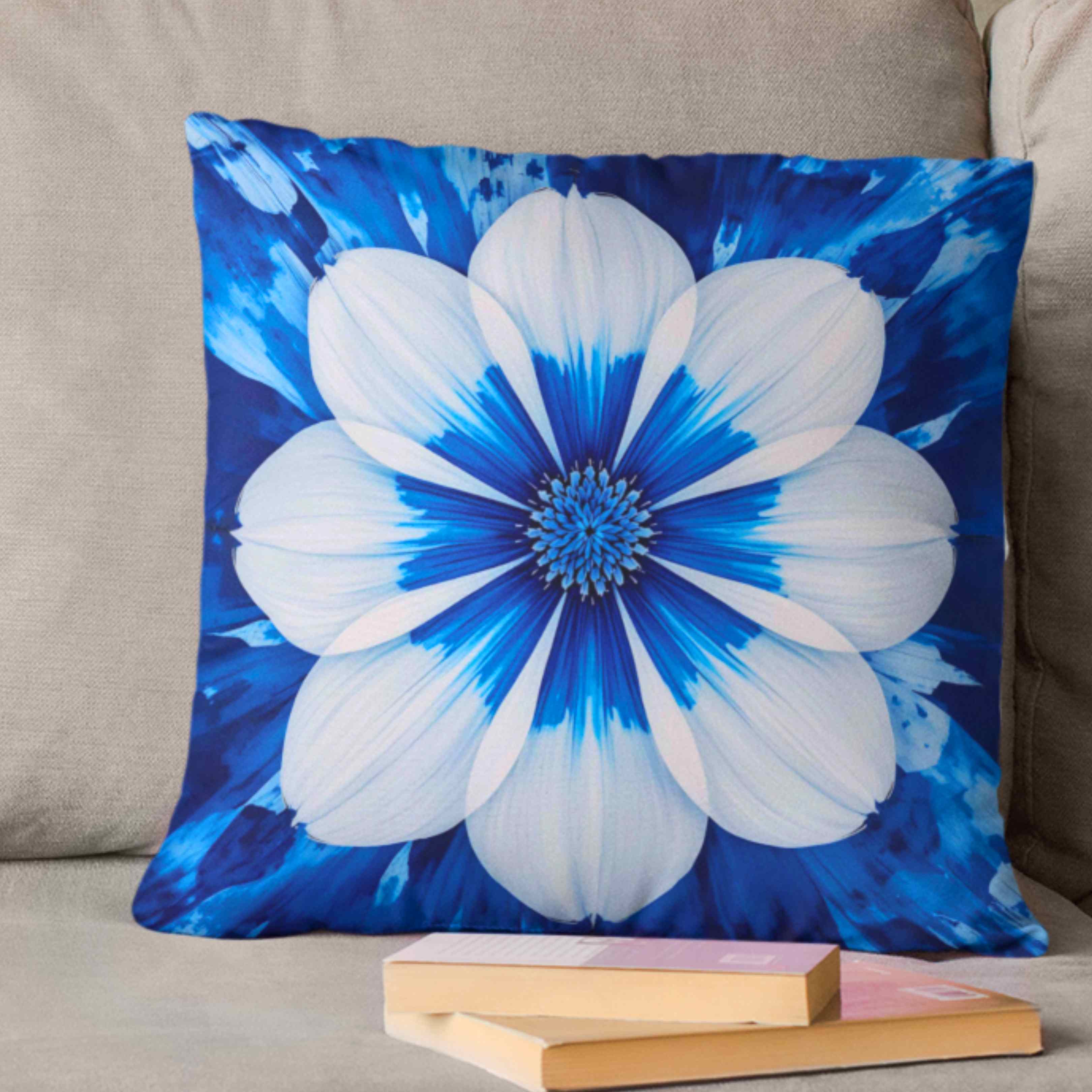 Floral Throw Pillow - Cozy Home Decor, Blue Flower Cushion, Boho Accent Pillow, Gift for Her, Spring Interior Design product thumbnail image