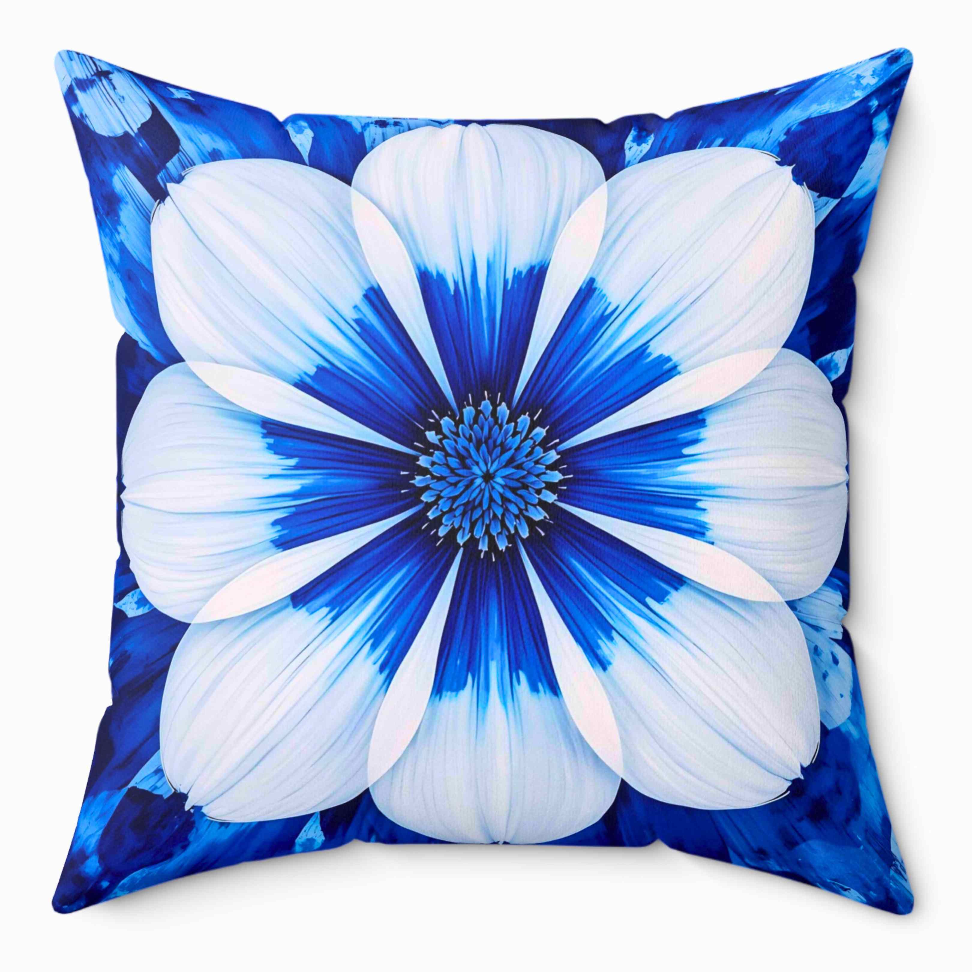 Floral Throw Pillow - Cozy Home Decor, Blue Flower Cushion, Boho Accent Pillow, Gift for Her, Spring Interior Design product thumbnail image