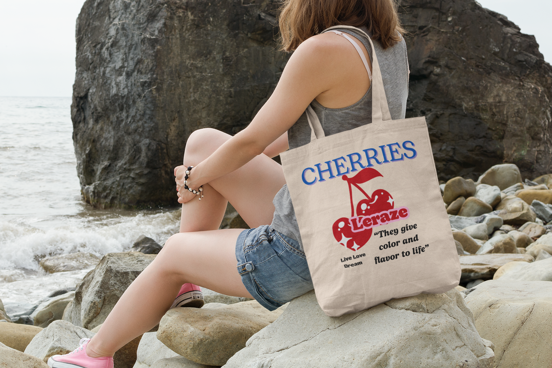 Cherry-Print Cotton Canvas Tote Bag - Eco-Friendly Grocery & Errand Companion product thumbnail image Cherry-Print Cotton Canvas Tote Bag - Eco-Friendly Grocery & Errand Companion product thumbnail image