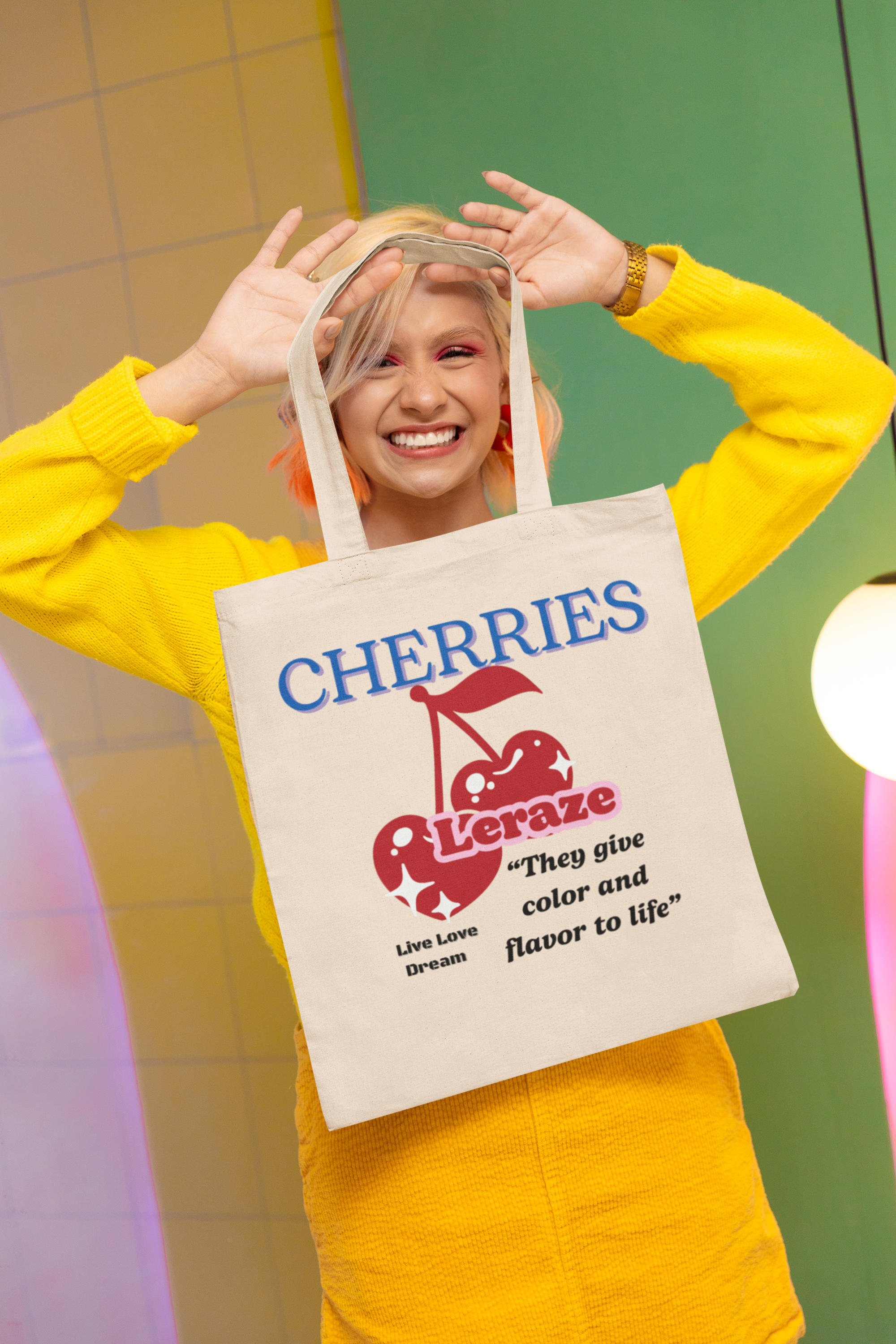 Cherry-Print Cotton Canvas Tote Bag - Eco-Friendly Grocery & Errand Companion product thumbnail image Cherry-Print Cotton Canvas Tote Bag - Eco-Friendly Grocery & Errand Companion product thumbnail image