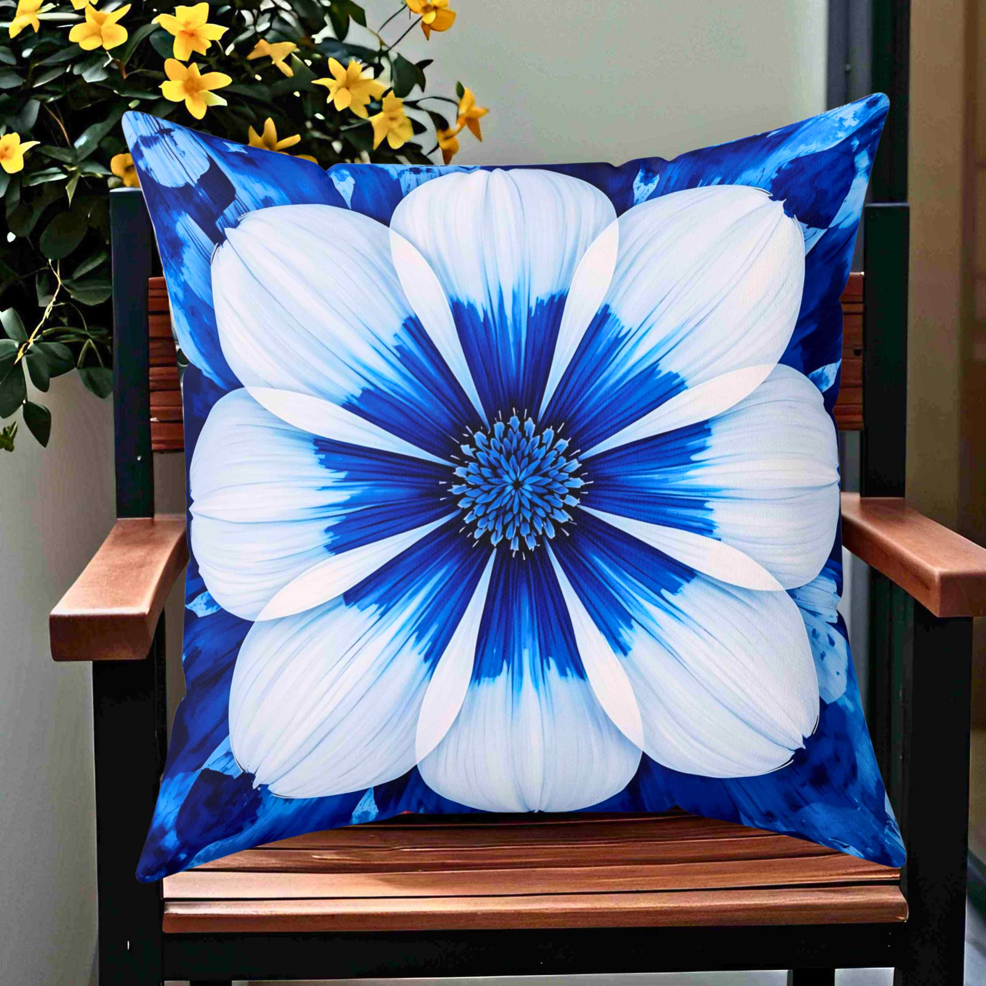 Floral Throw Pillow - Cozy Home Decor, Blue Flower Cushion, Boho Accent Pillow, Gift for Her, Spring Interior Design product thumbnail image