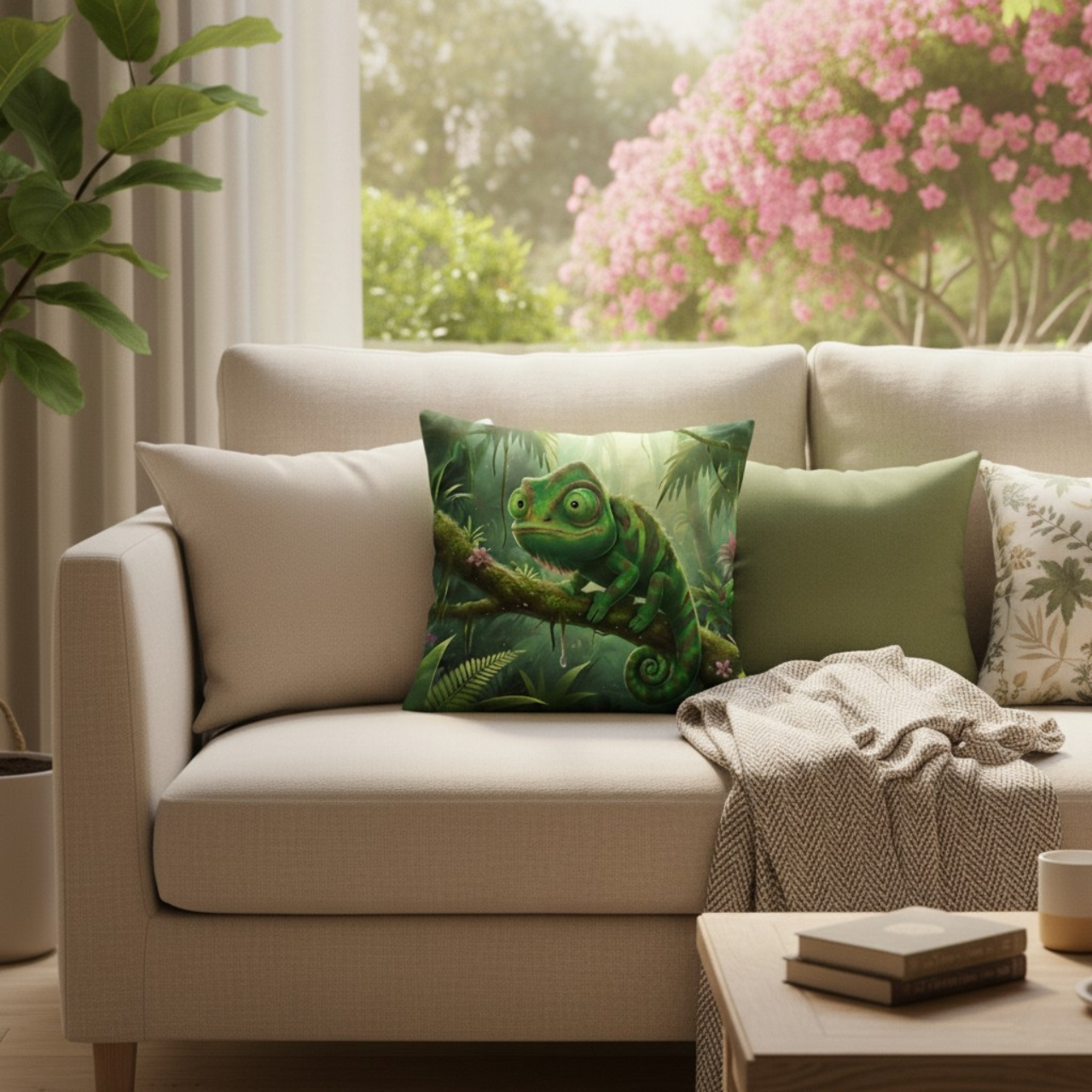 Zane the Chameleon - Square Faux-Suede Pillowcase product thumbnail image Zane the Chameleon - Square Faux-Suede Pillowcase product thumbnail image